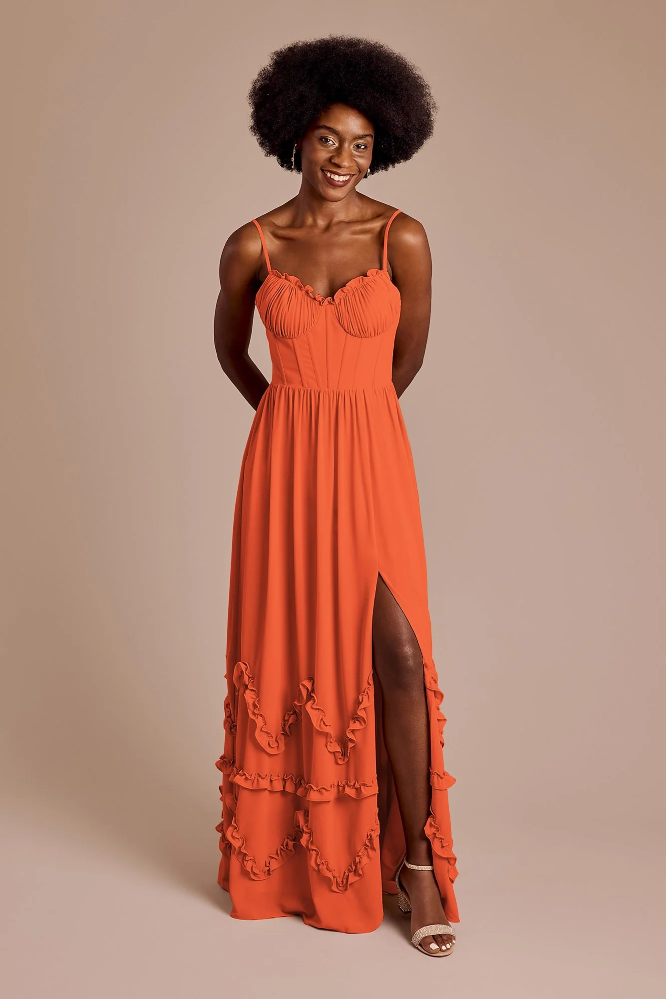 Ruffled Chiffon Spaghetti Strap Dress - Image 12