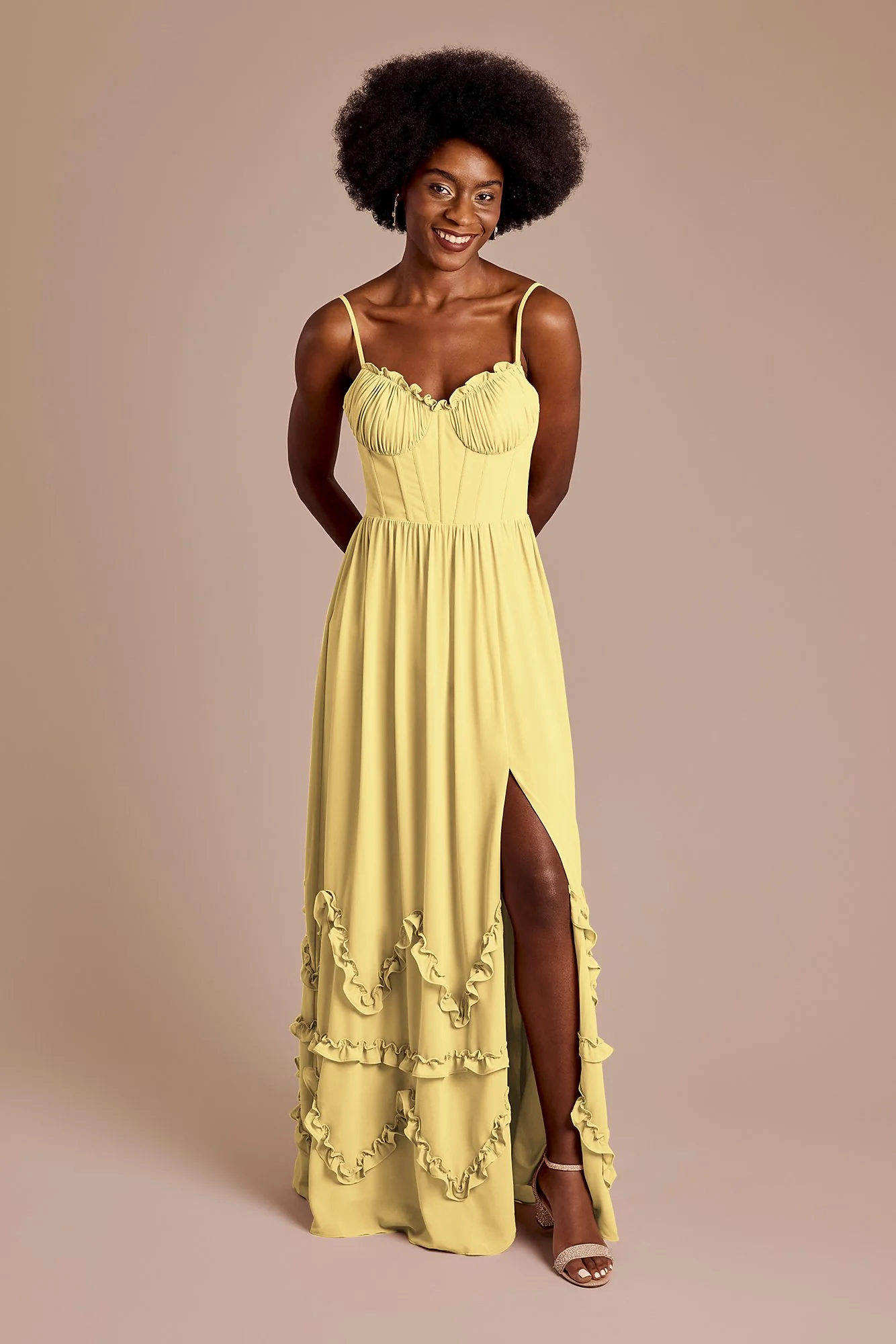 Ruffled Chiffon Spaghetti Strap Dress - Image 17