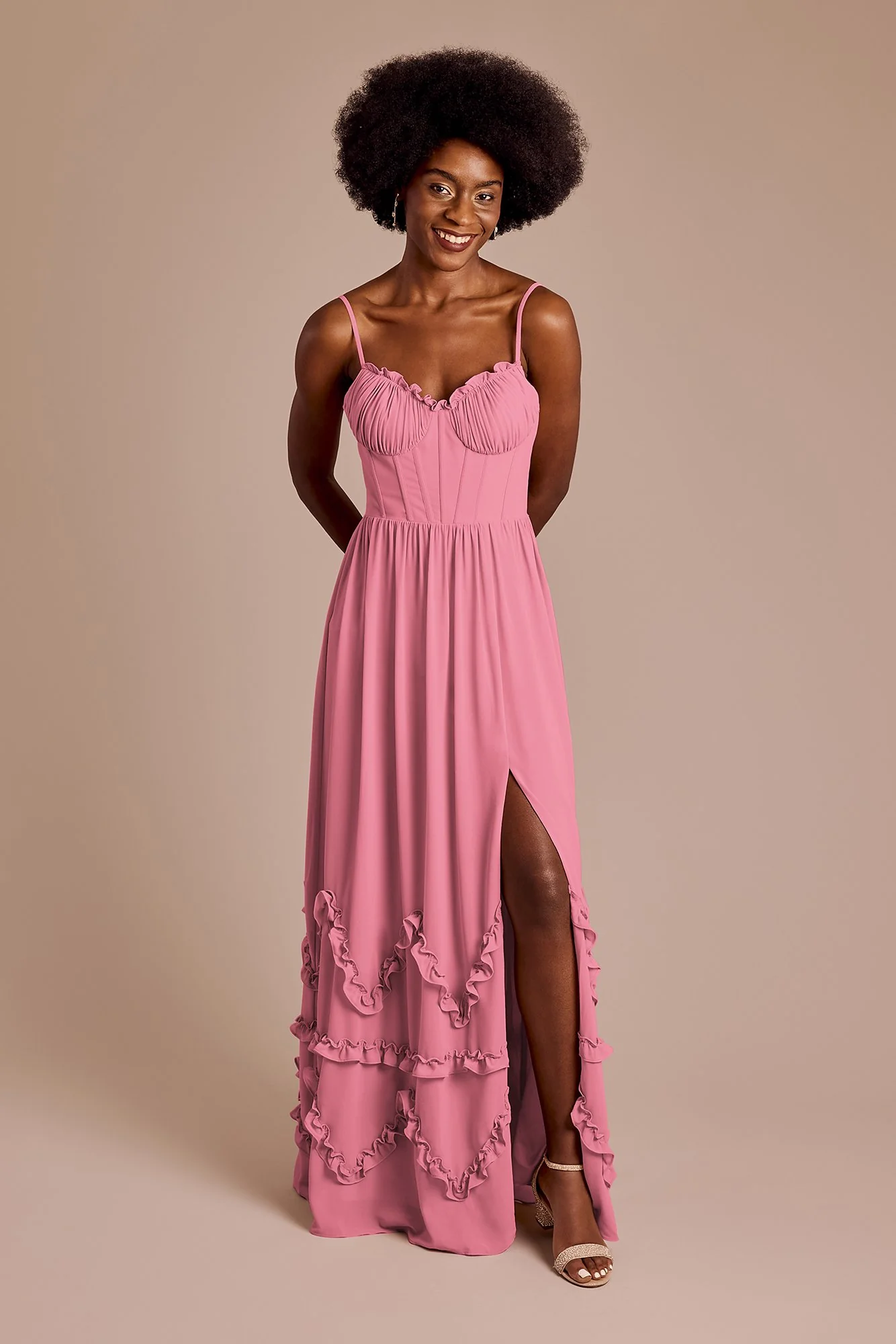 Ruffled Chiffon Spaghetti Strap Dress - Image 20
