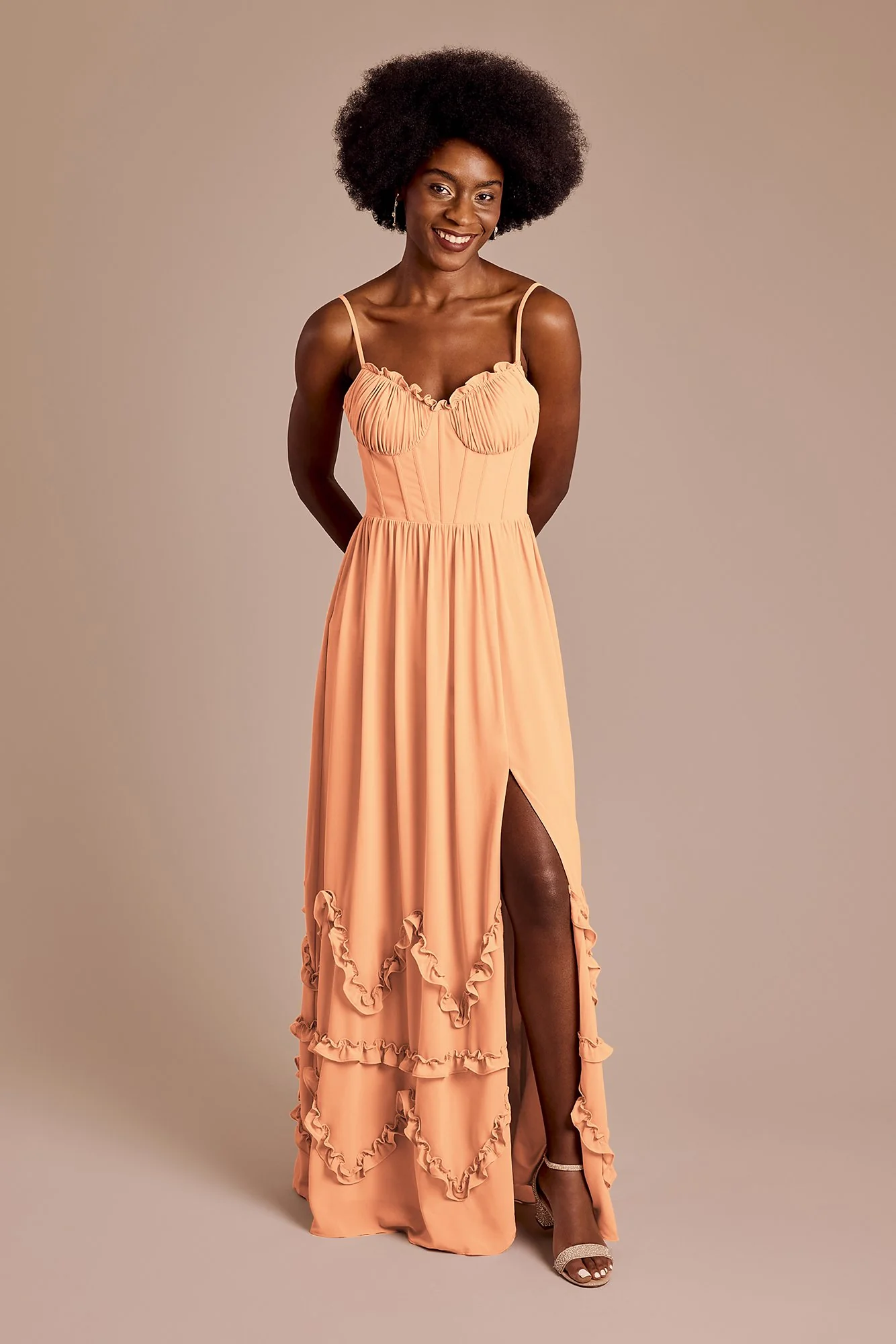 Ruffled Chiffon Spaghetti Strap Dress - Image 23
