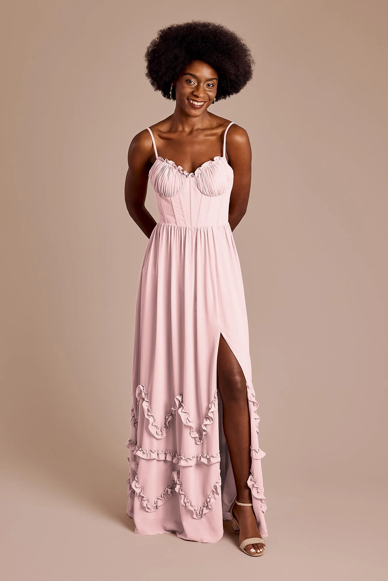 Ruffled Chiffon Spaghetti Strap Dress - Image 24