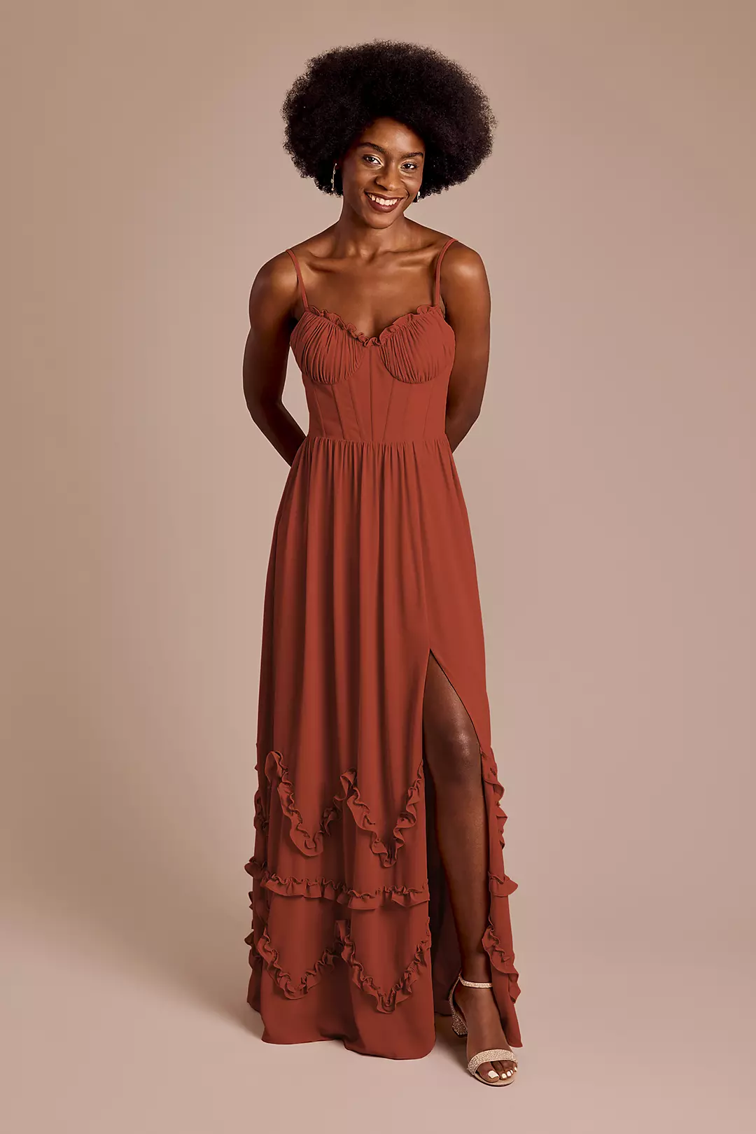 Ruffled Chiffon Spaghetti Strap Dress - Image 39