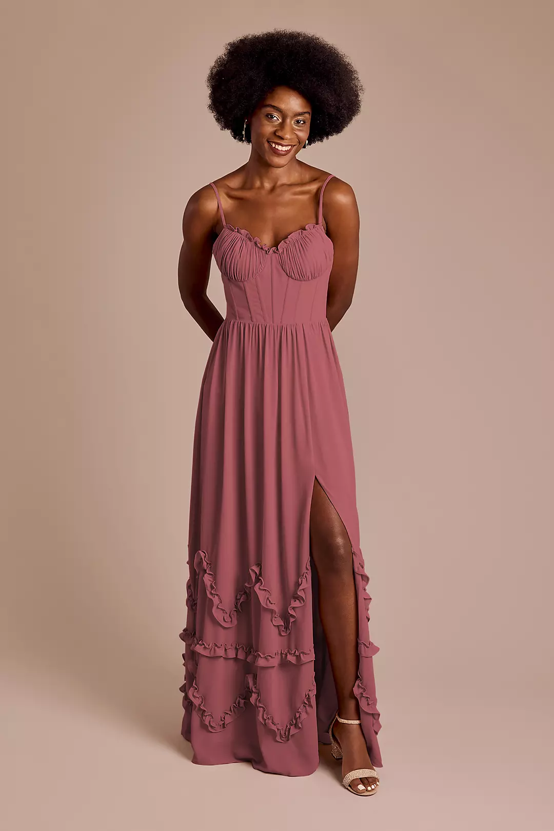 Ruffled Chiffon Spaghetti Strap Dress - Image 40