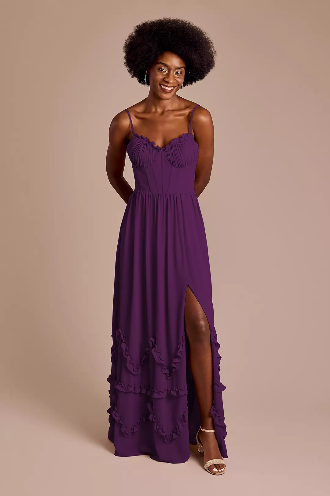 Ruffled Chiffon Spaghetti Strap Dress - Image 43