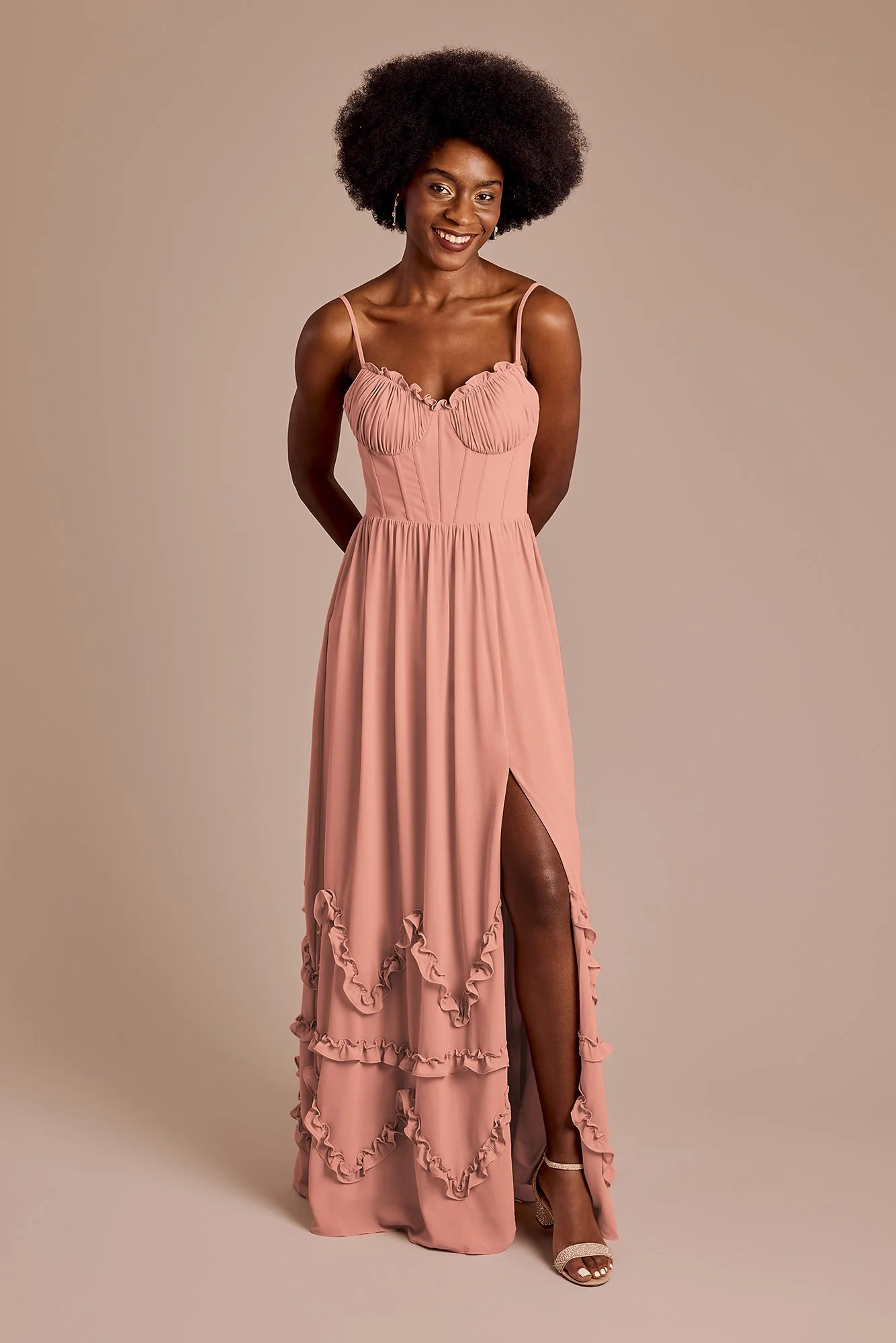 Ruffled Chiffon Spaghetti Strap Dress - Image 6