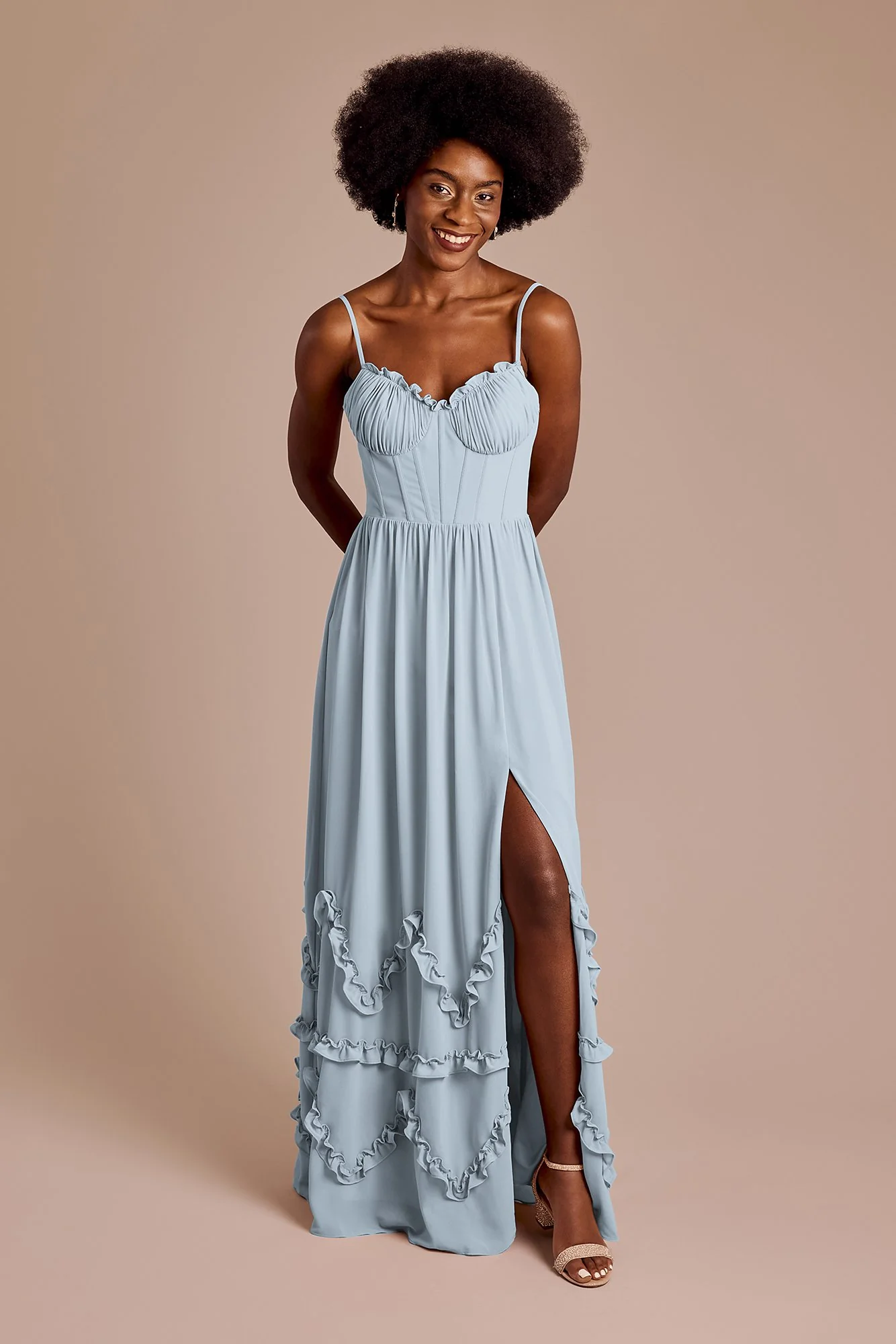 Ruffled Chiffon Spaghetti Strap Dress - Image 7