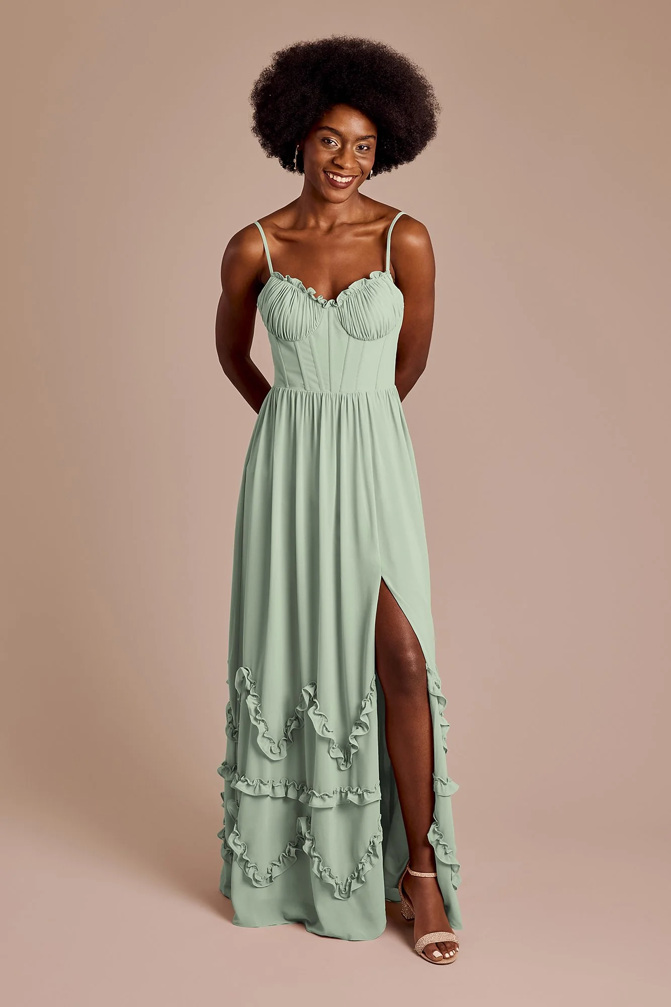 Ruffled Chiffon Spaghetti Strap Dress - Image 8