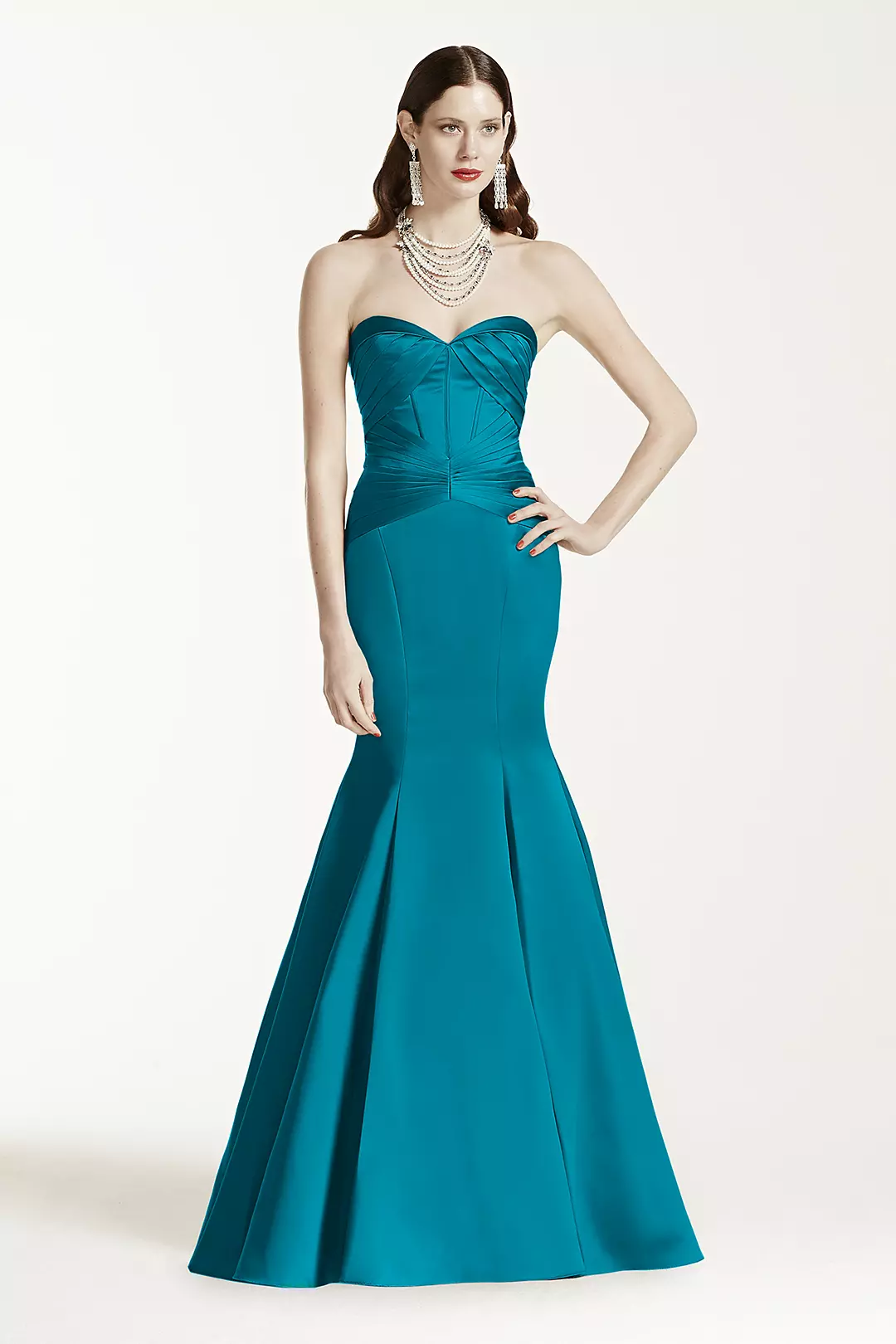 Satin Fit and Flare Dress wiith Corset Seam - Image 12
