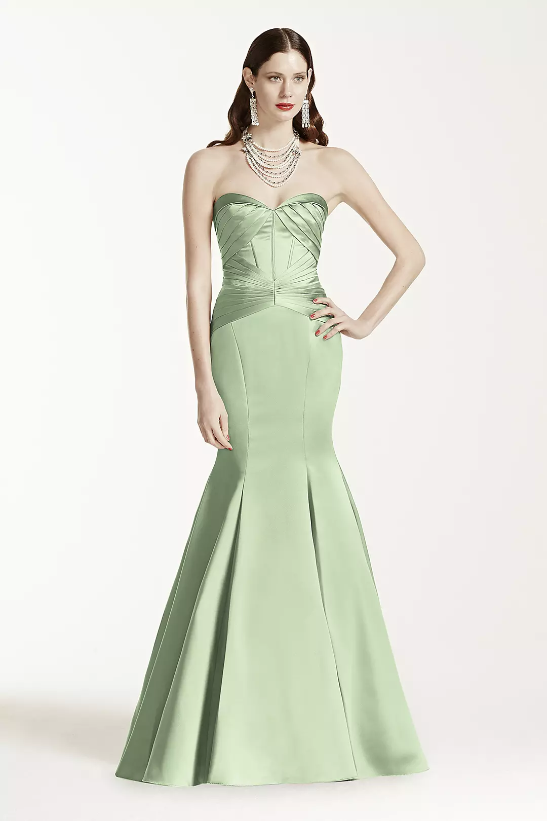 Satin Fit and Flare Dress wiith Corset Seam - Image 14