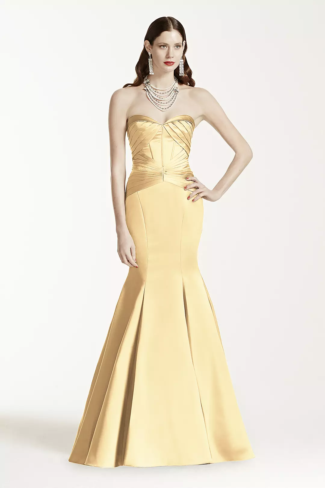 Satin Fit and Flare Dress wiith Corset Seam - Image 15