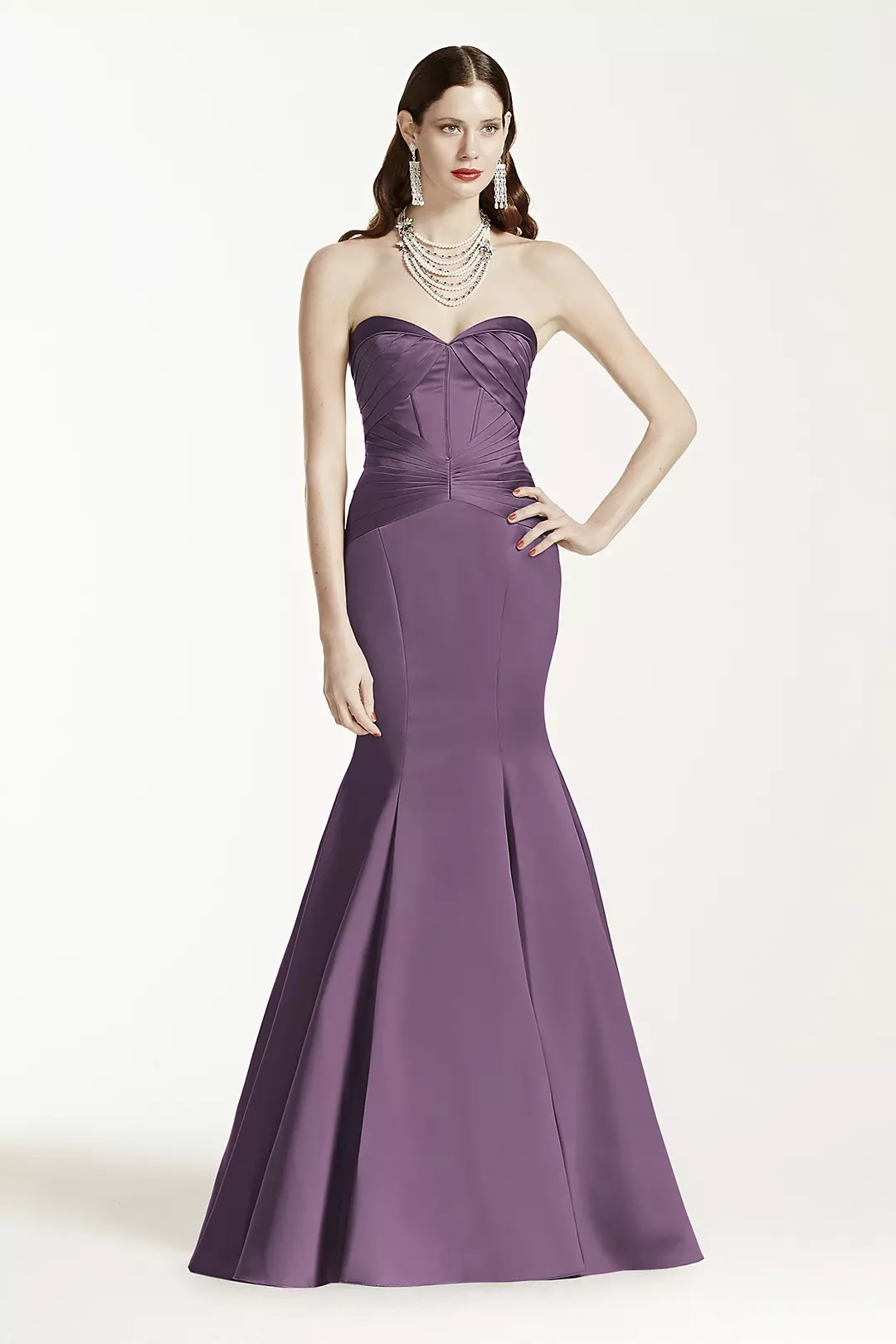 Satin Fit and Flare Dress wiith Corset Seam - Image 17