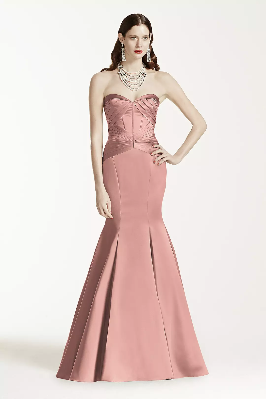 Satin Fit and Flare Dress wiith Corset Seam - Image 18