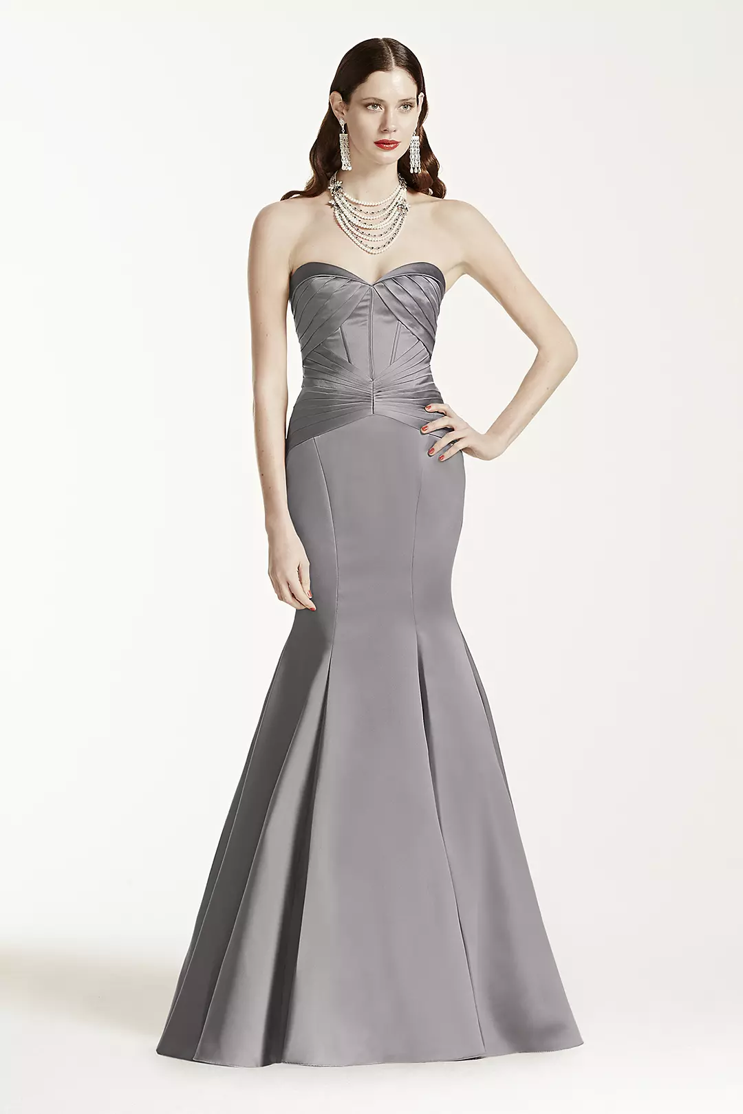 Satin Fit and Flare Dress wiith Corset Seam - Image 21
