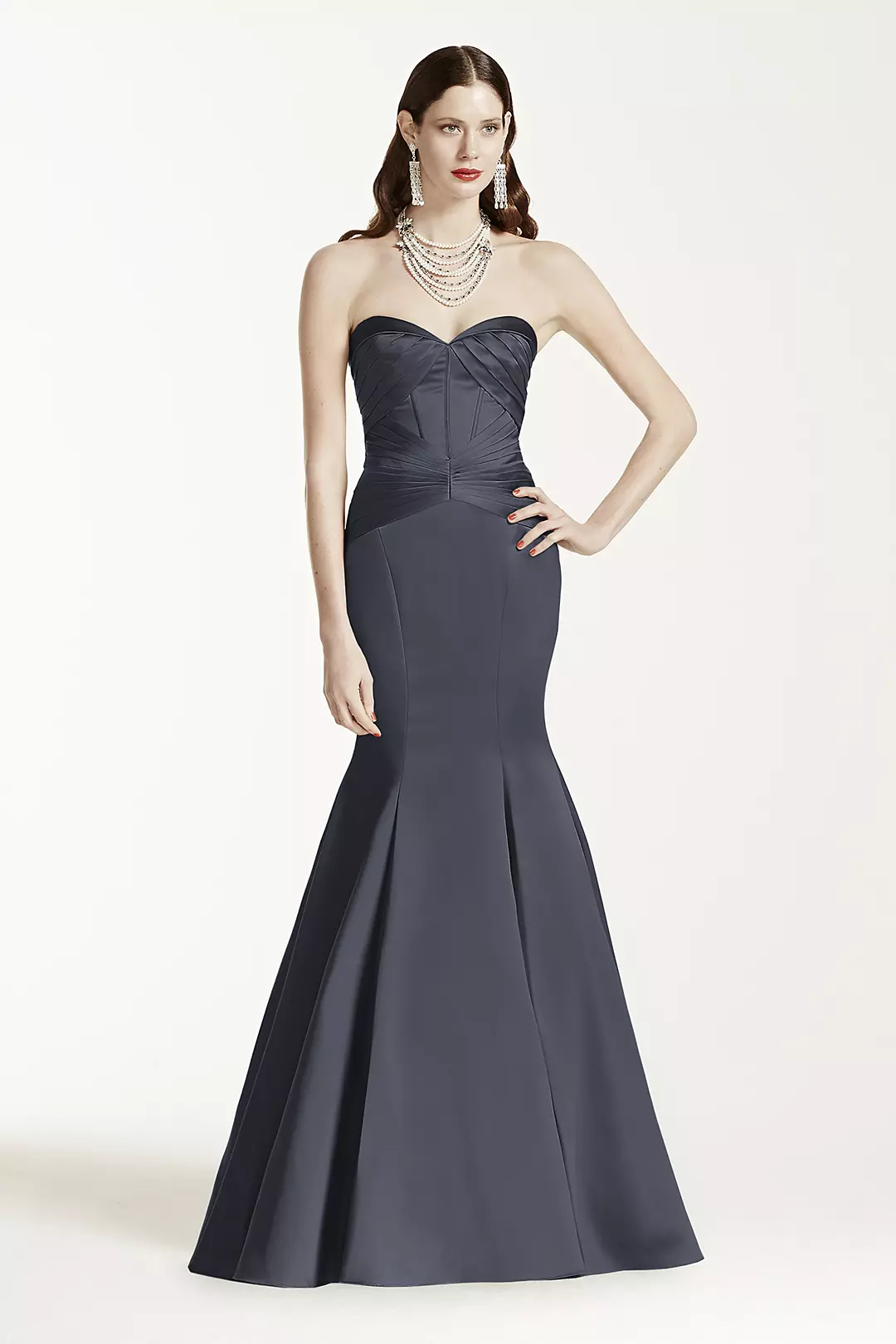 Satin Fit and Flare Dress wiith Corset Seam - Image 22