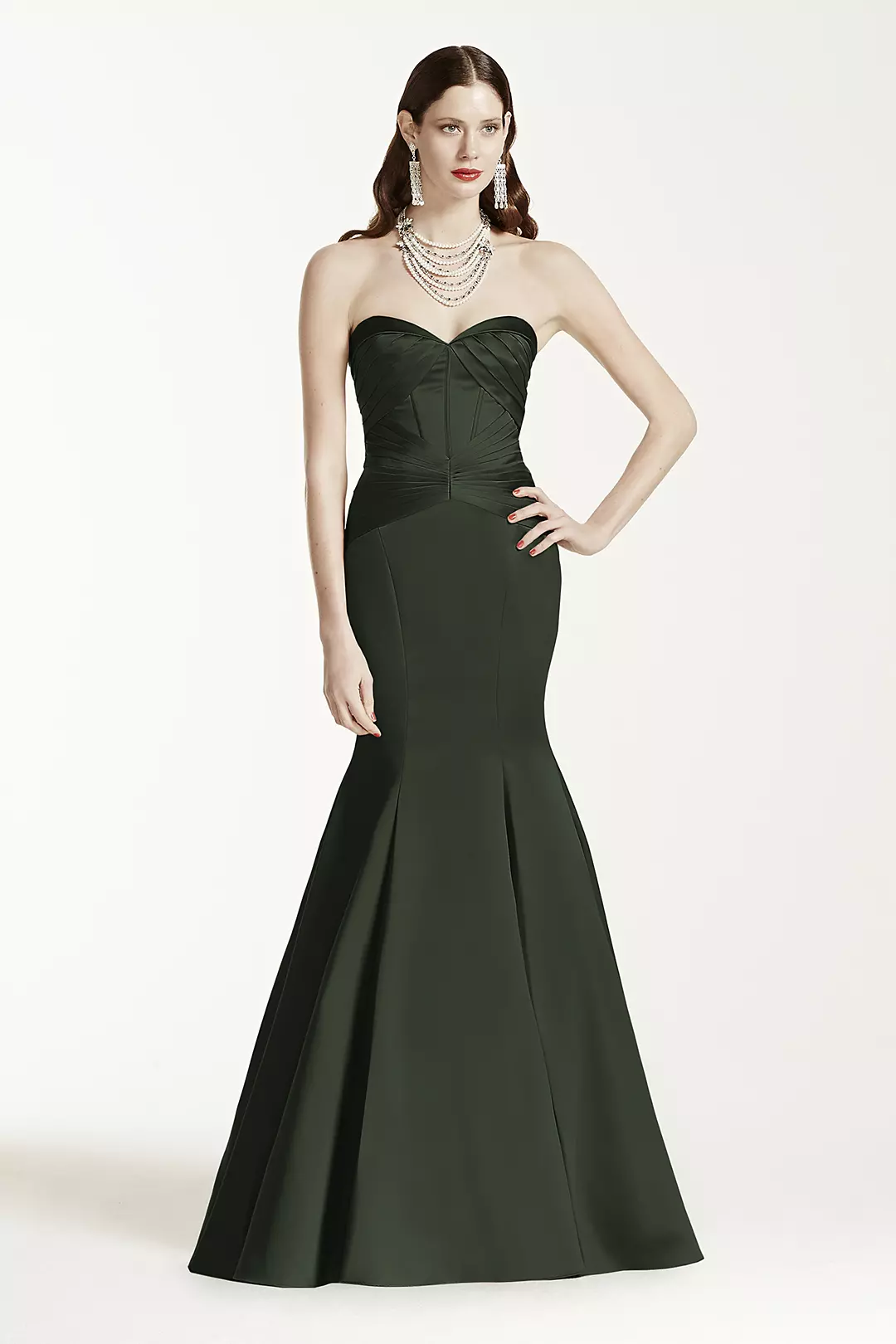 Satin Fit and Flare Dress wiith Corset Seam - Image 23