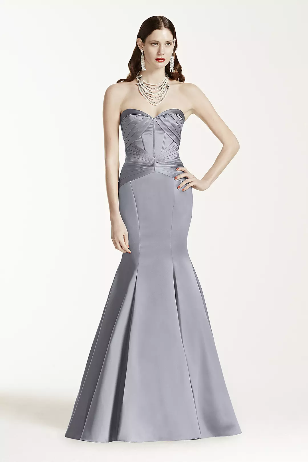 Satin Fit and Flare Dress wiith Corset Seam - Image 25