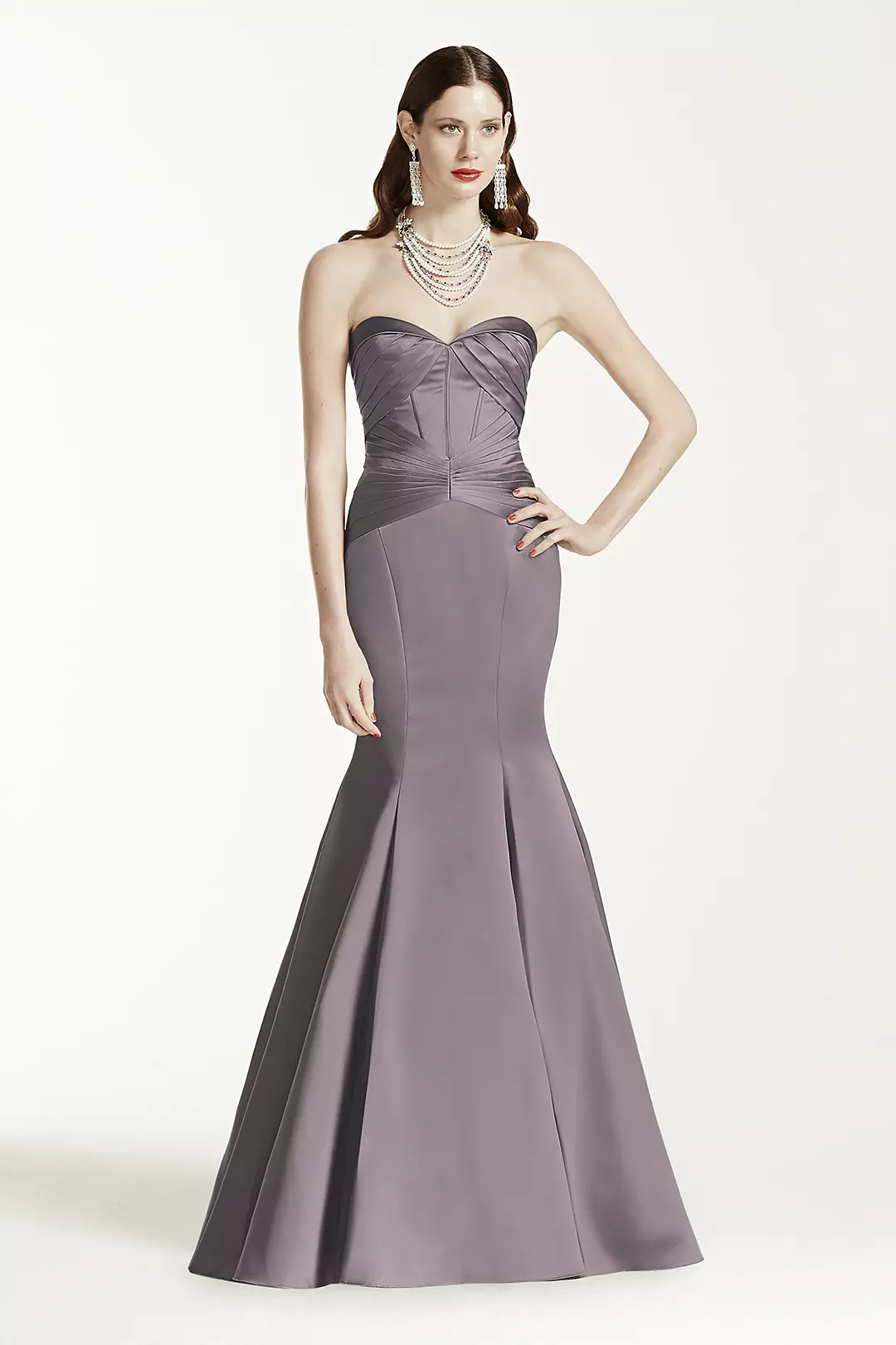 Satin Fit and Flare Dress wiith Corset Seam - Image 26