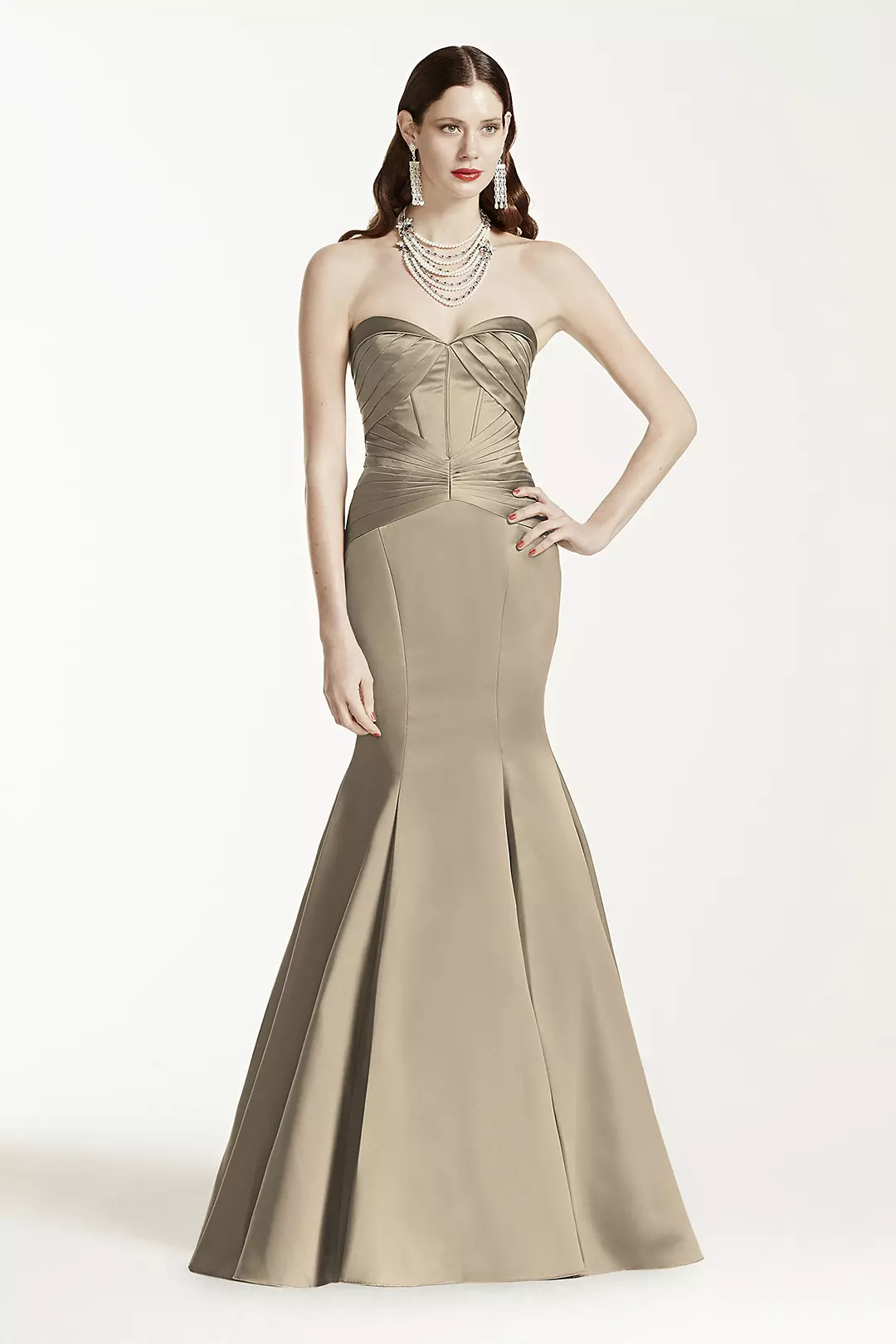 Satin Fit and Flare Dress wiith Corset Seam - Image 27