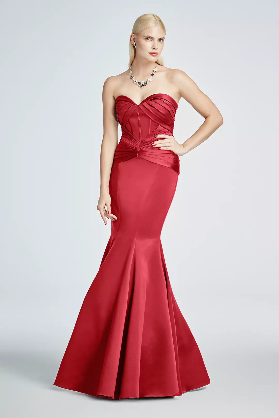 Satin Fit and Flare Dress wiith Corset Seam - Image 3