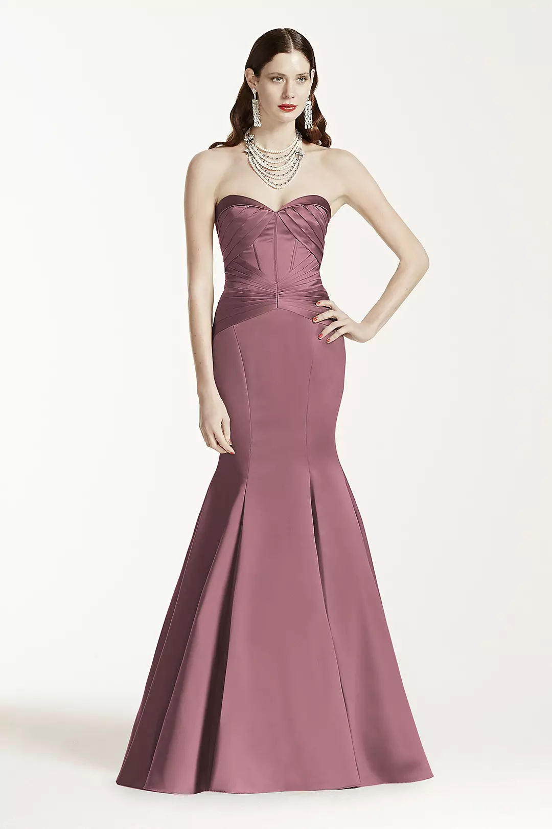 Satin Fit and Flare Dress wiith Corset Seam - Image 4