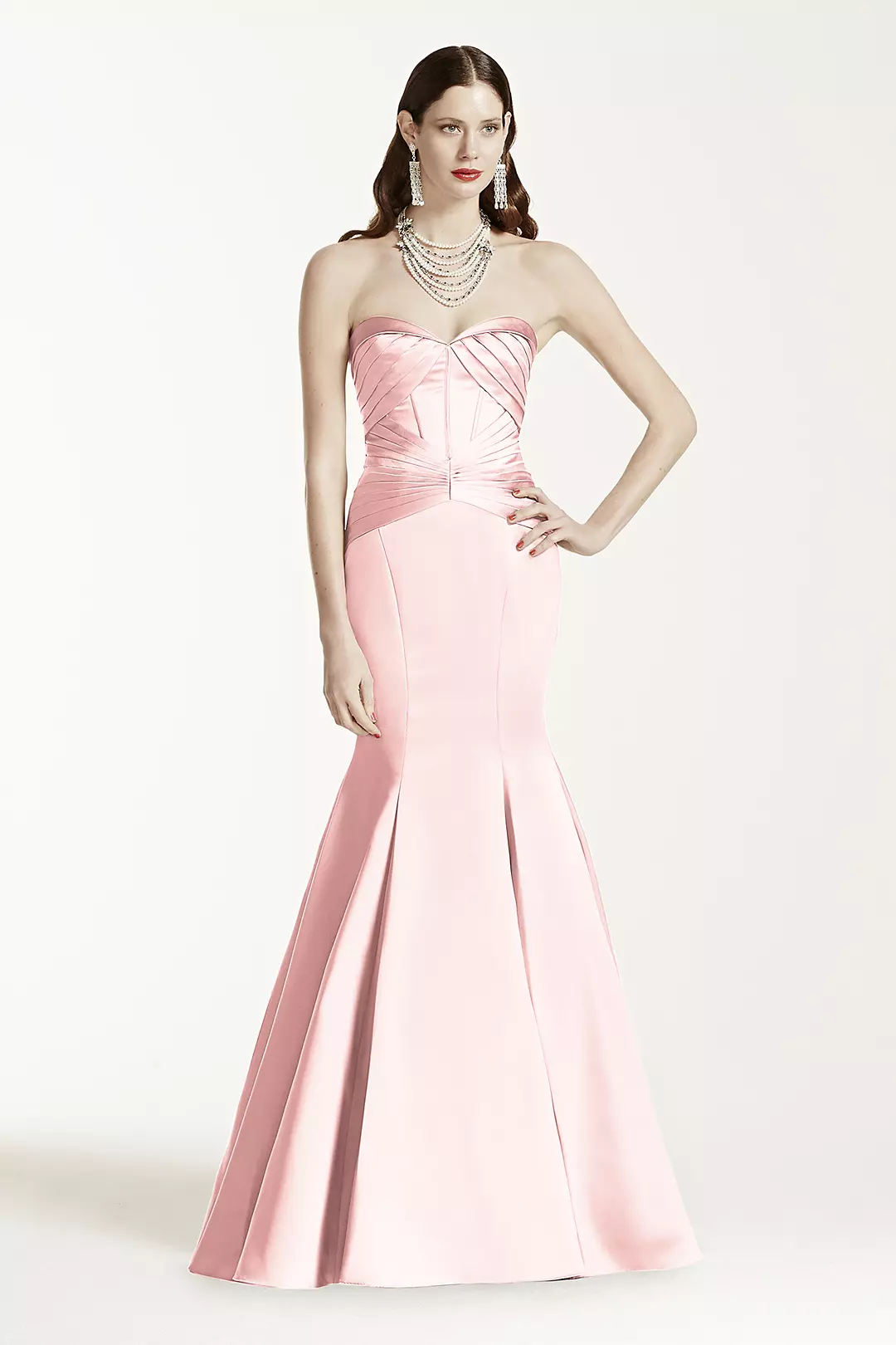Satin Fit and Flare Dress wiith Corset Seam - Image 5