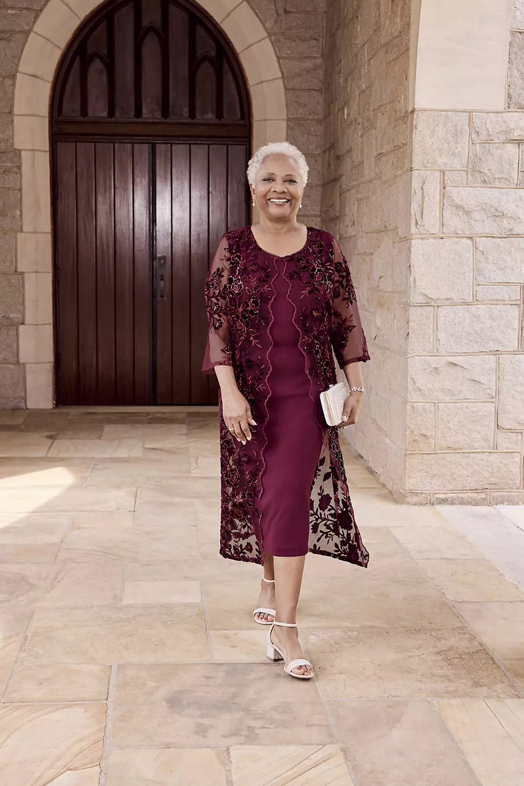 Sheath Dress with Matching Scalloped Lace Jacket - Image 5