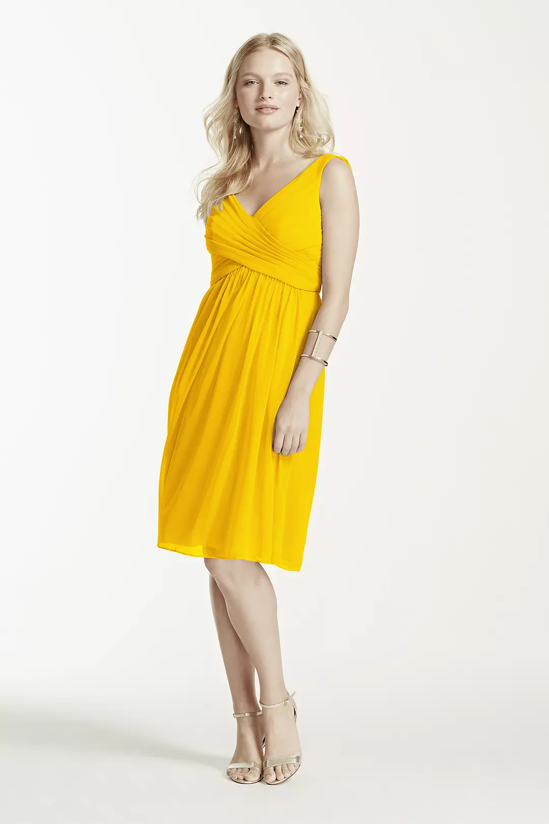 Short Mesh Bridesmaid Dress with Cowl Back - Image 20