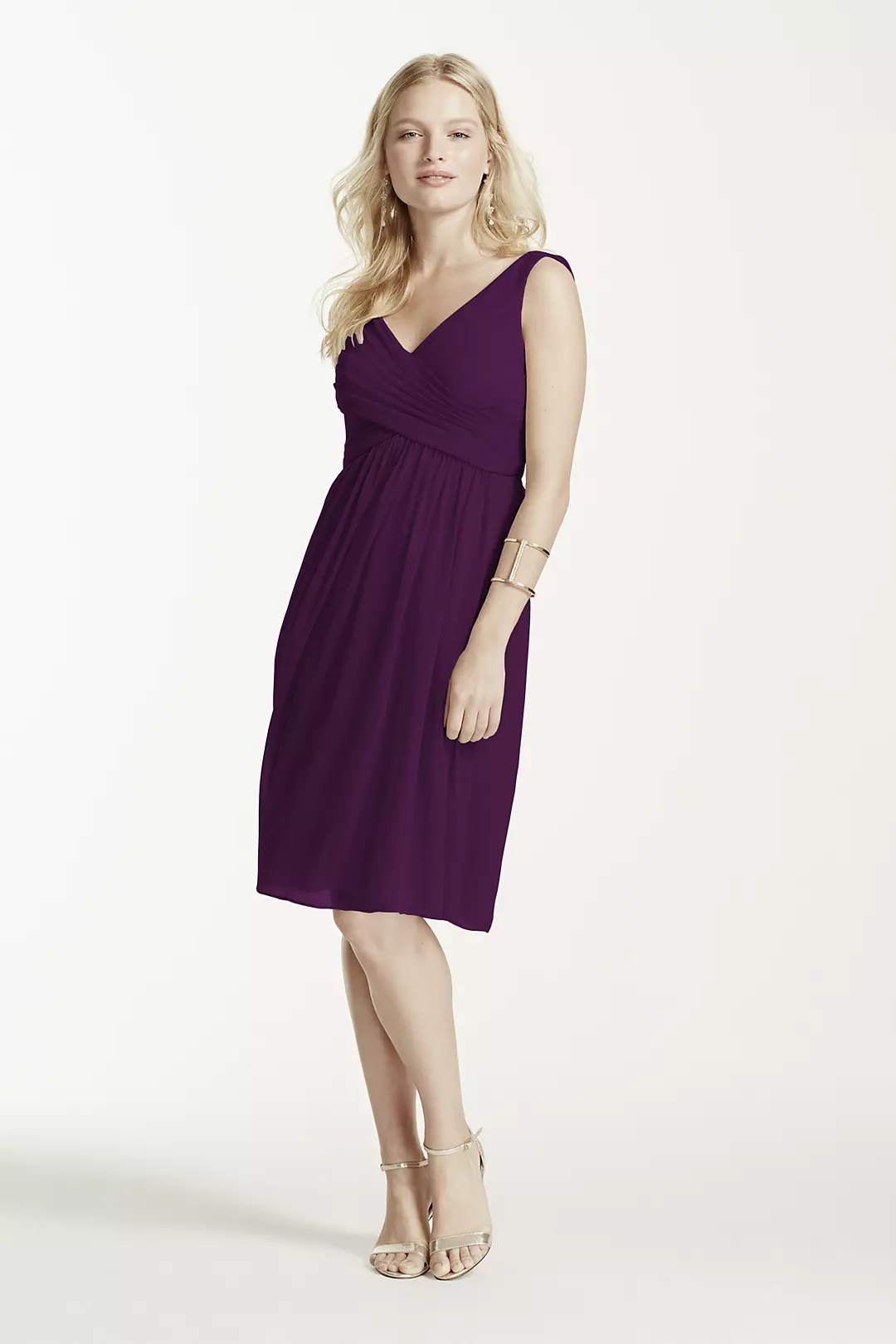 Short Mesh Bridesmaid Dress with Cowl Back - Image 25