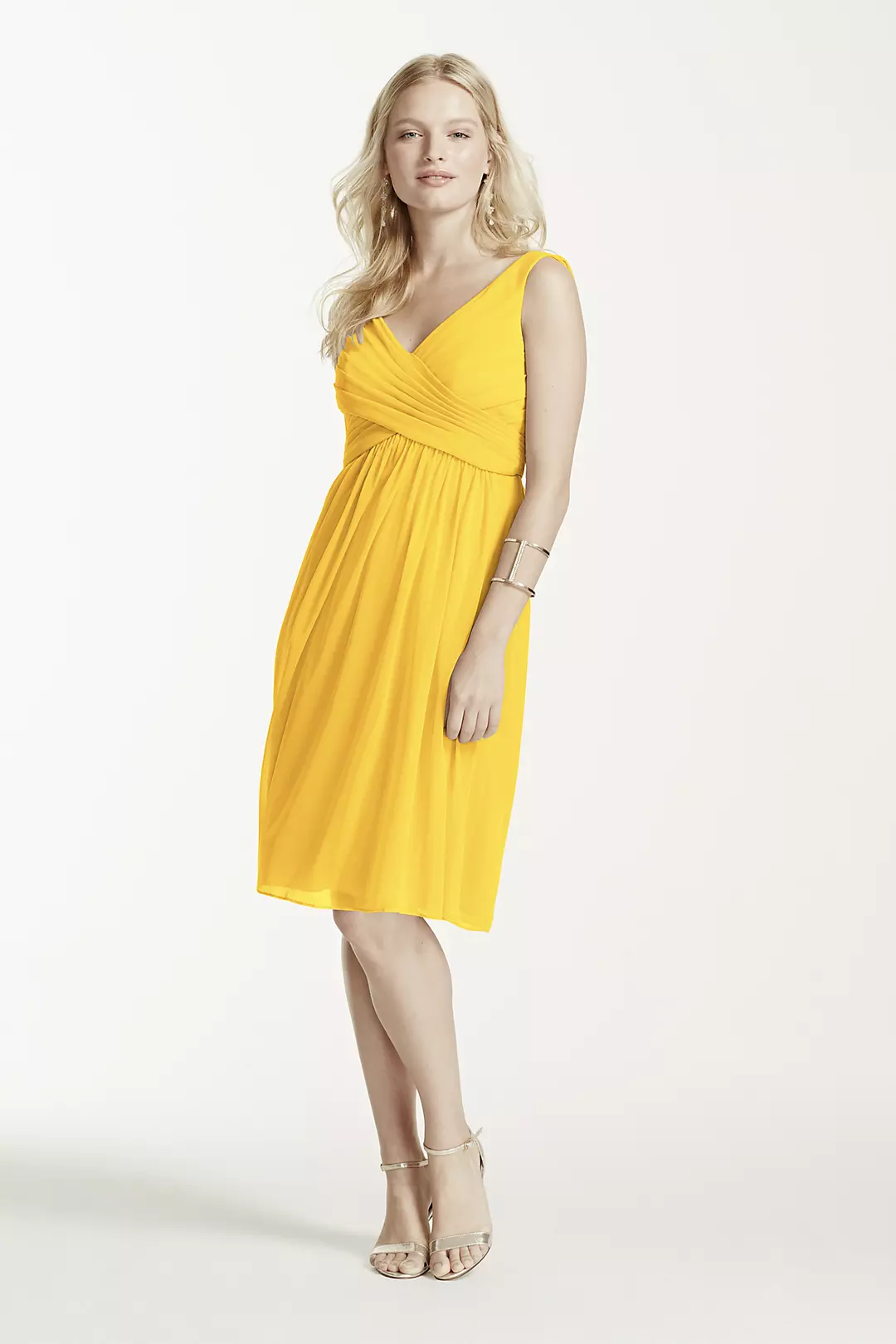 Short Mesh Bridesmaid Dress with Cowl Back - Image 92