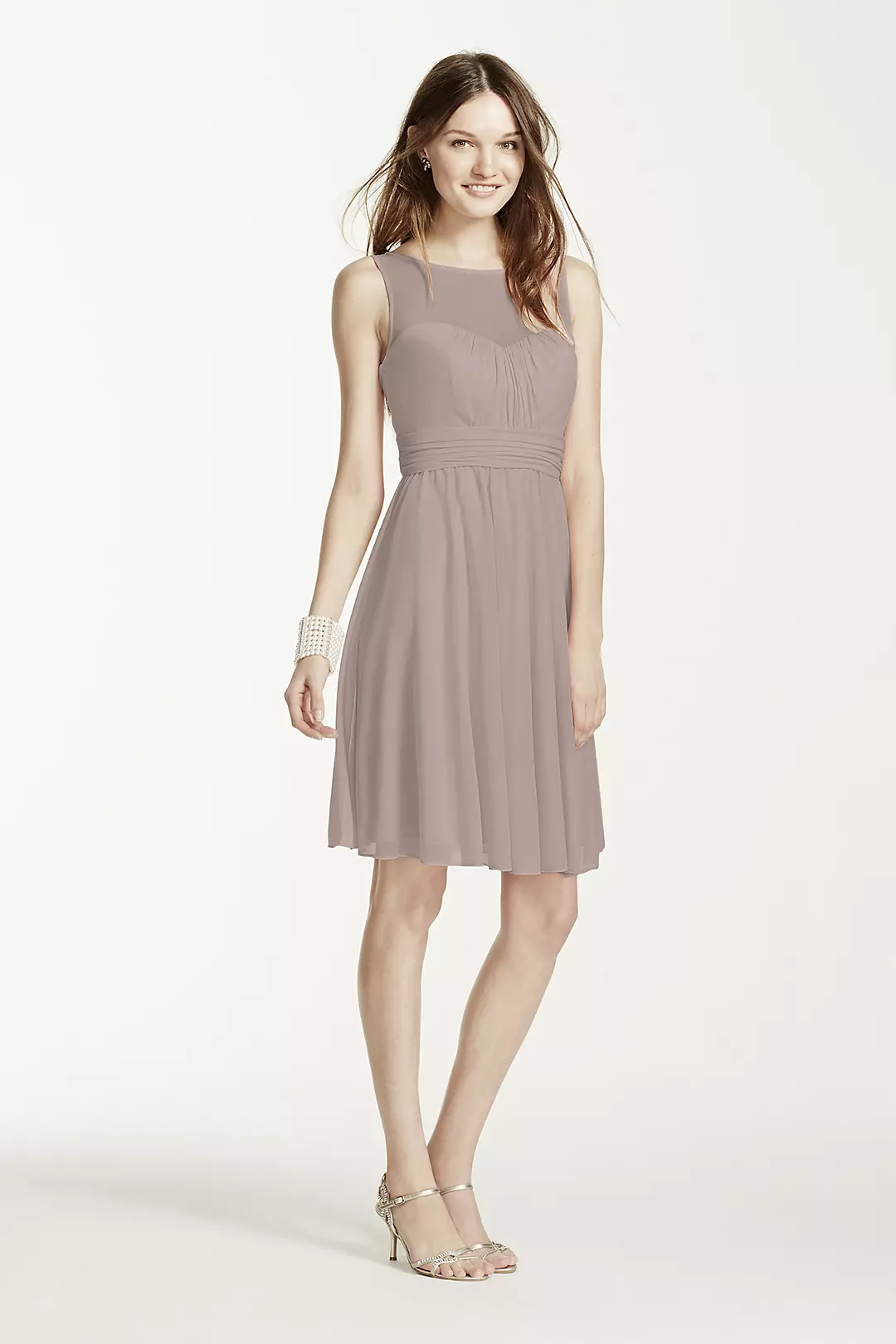 Short Mesh Dress with Sweetheart Illusion Neckline - Image 11