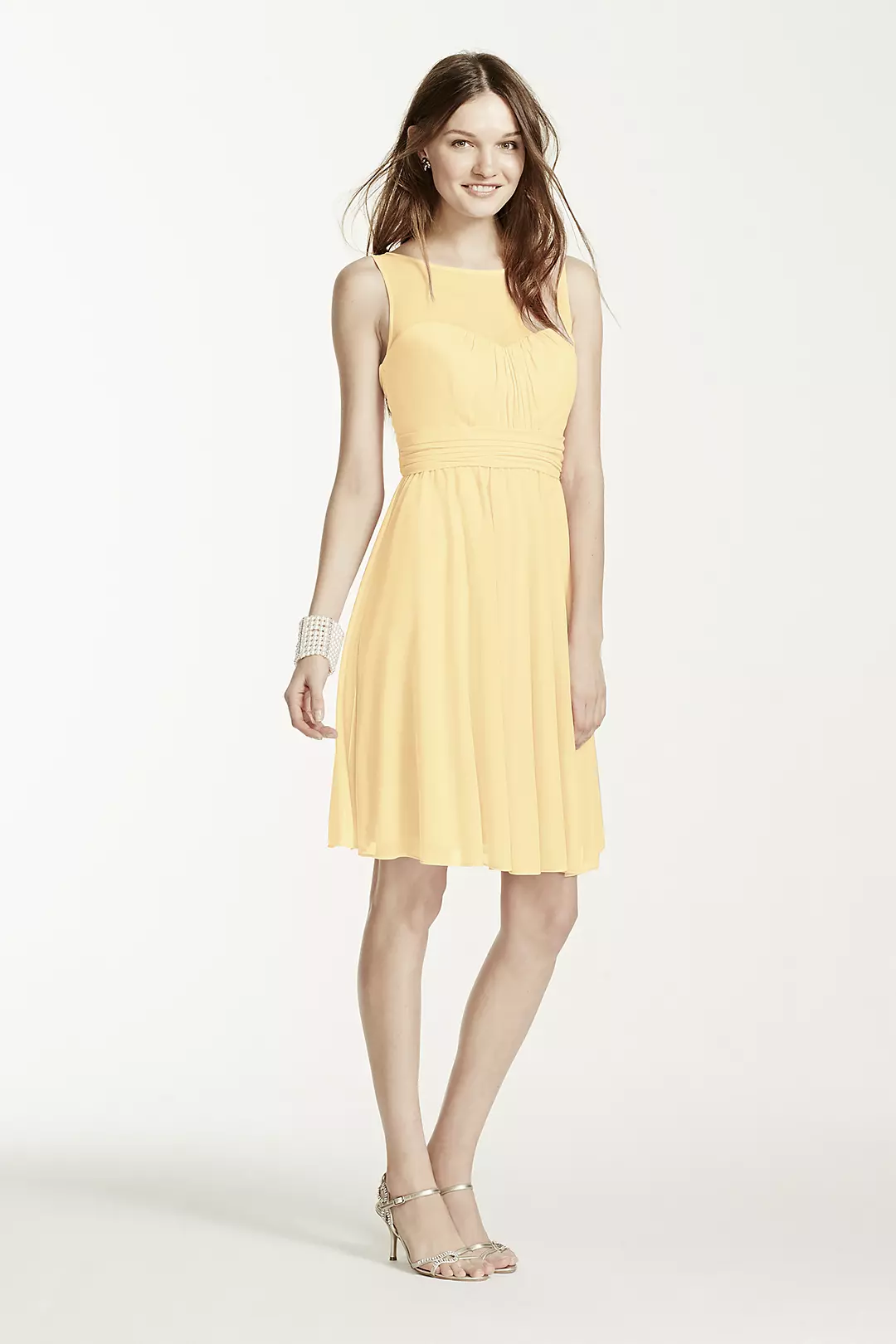 Short Mesh Dress with Sweetheart Illusion Neckline - Image 12