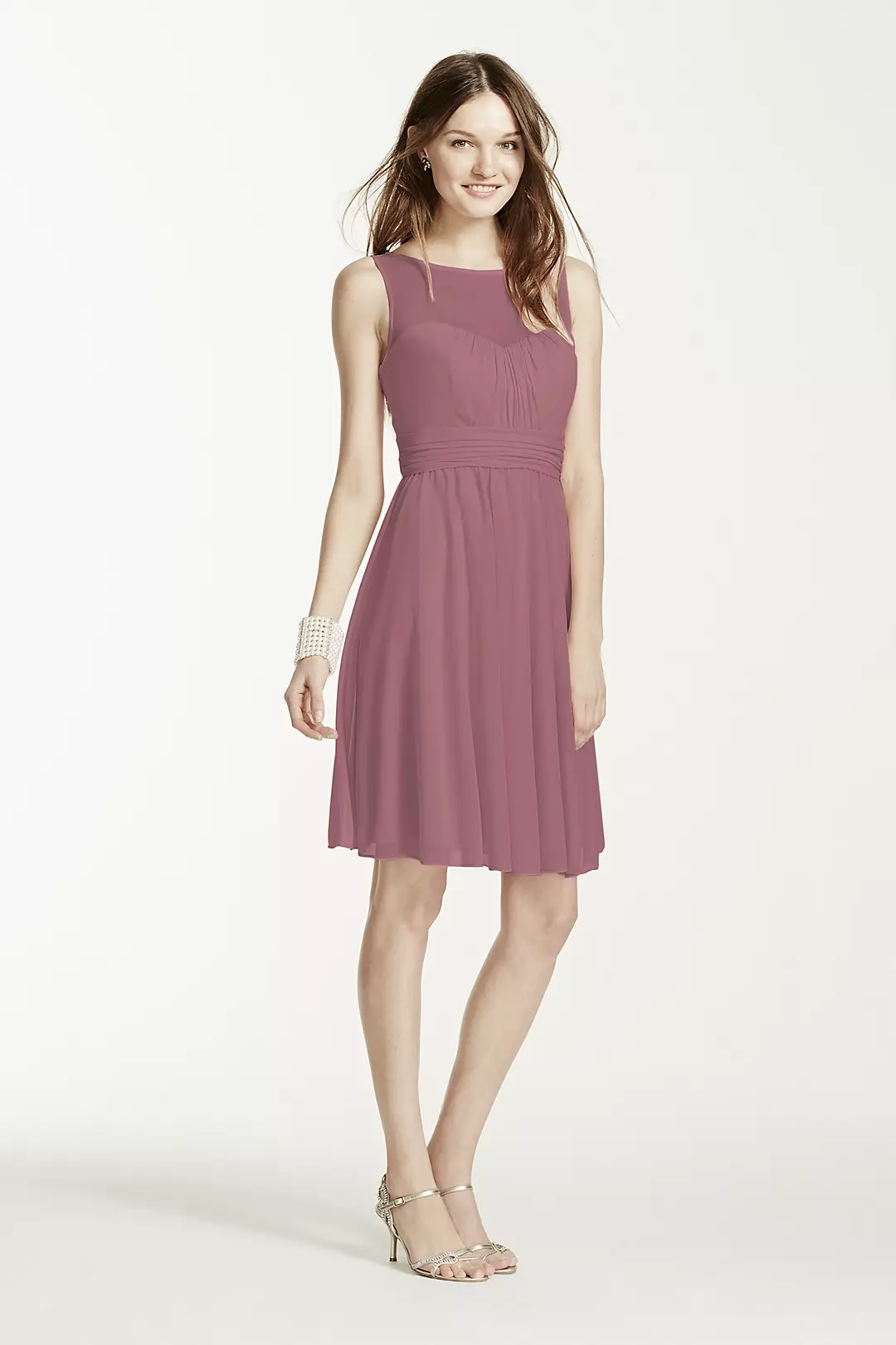 Short Mesh Dress with Sweetheart Illusion Neckline - Image 15