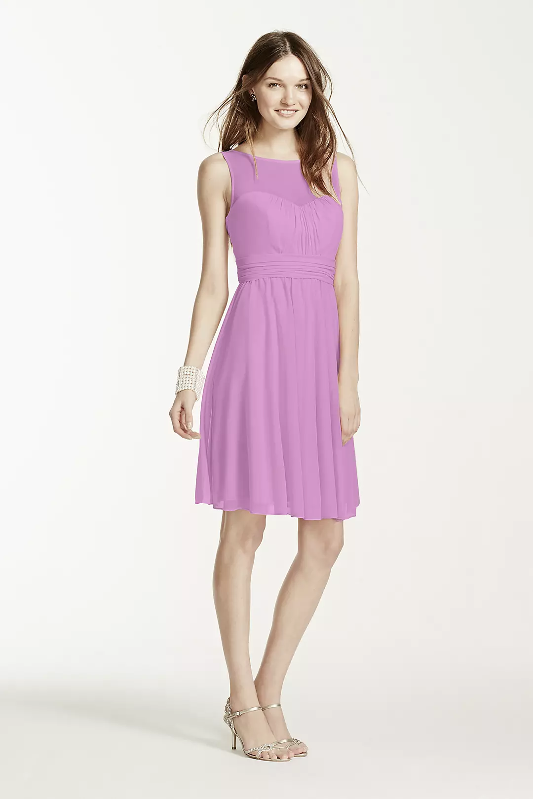 Short Mesh Dress with Sweetheart Illusion Neckline - Image 16