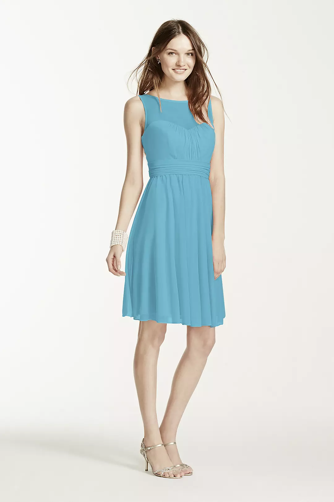 Short Mesh Dress with Sweetheart Illusion Neckline - Image 17