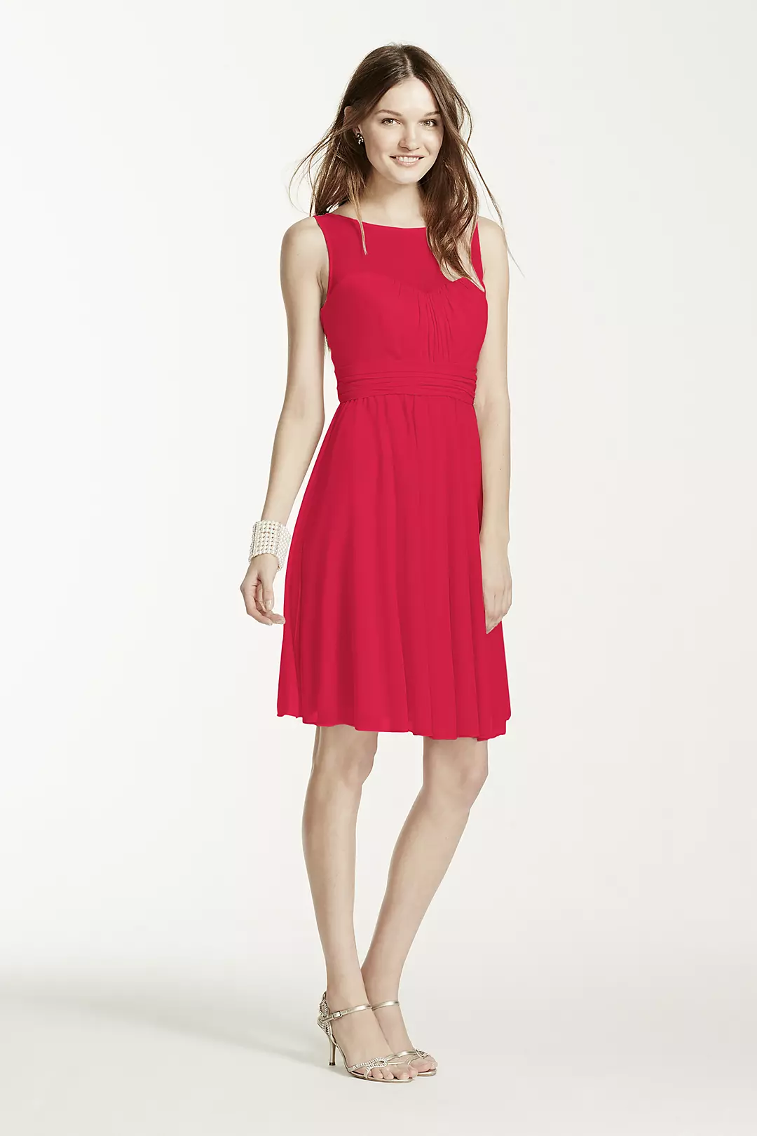 Short Mesh Dress with Sweetheart Illusion Neckline - Image 21