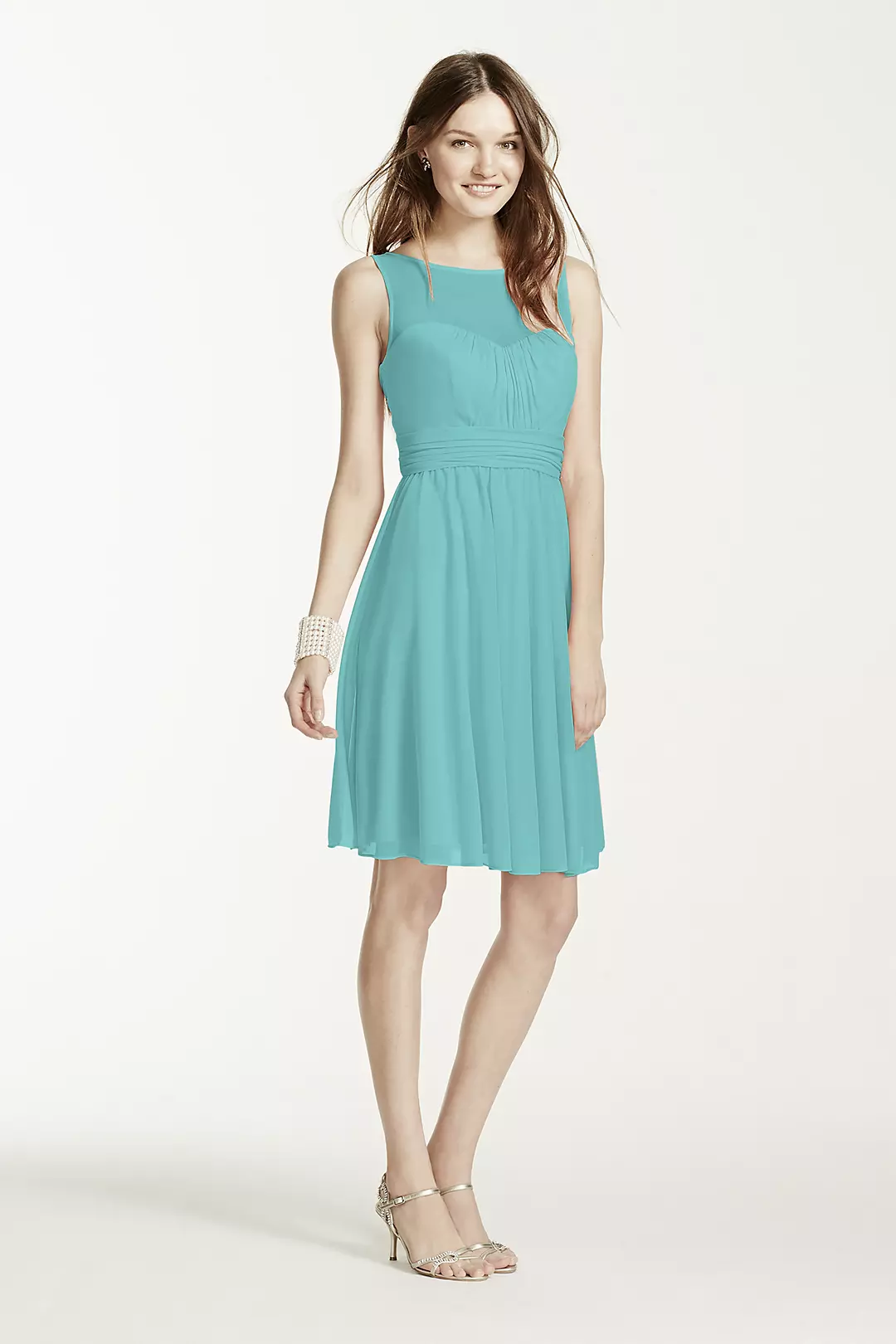 Short Mesh Dress with Sweetheart Illusion Neckline - Image 24
