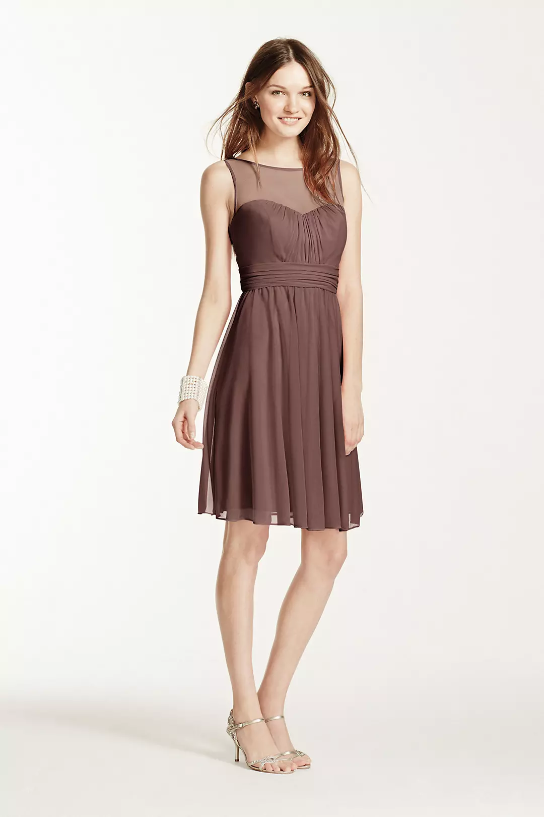 Short Mesh Dress with Sweetheart Illusion Neckline - Image 25