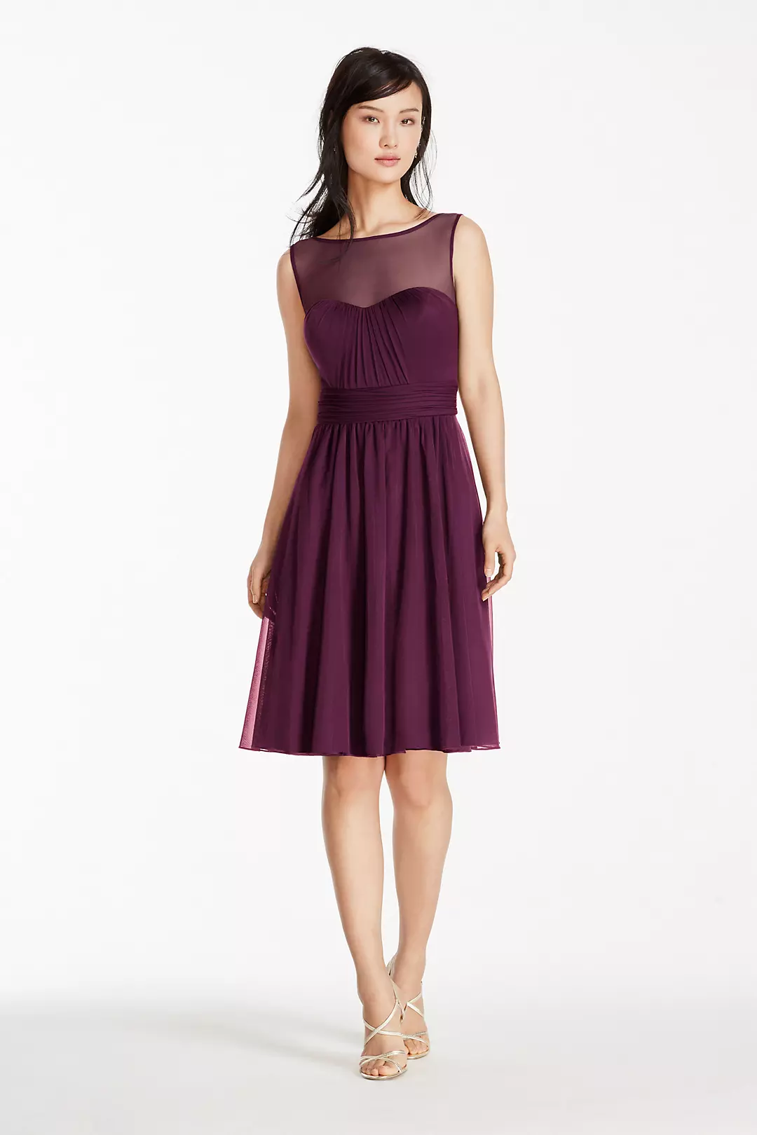 Short Mesh Dress with Sweetheart Illusion Neckline - Image 27