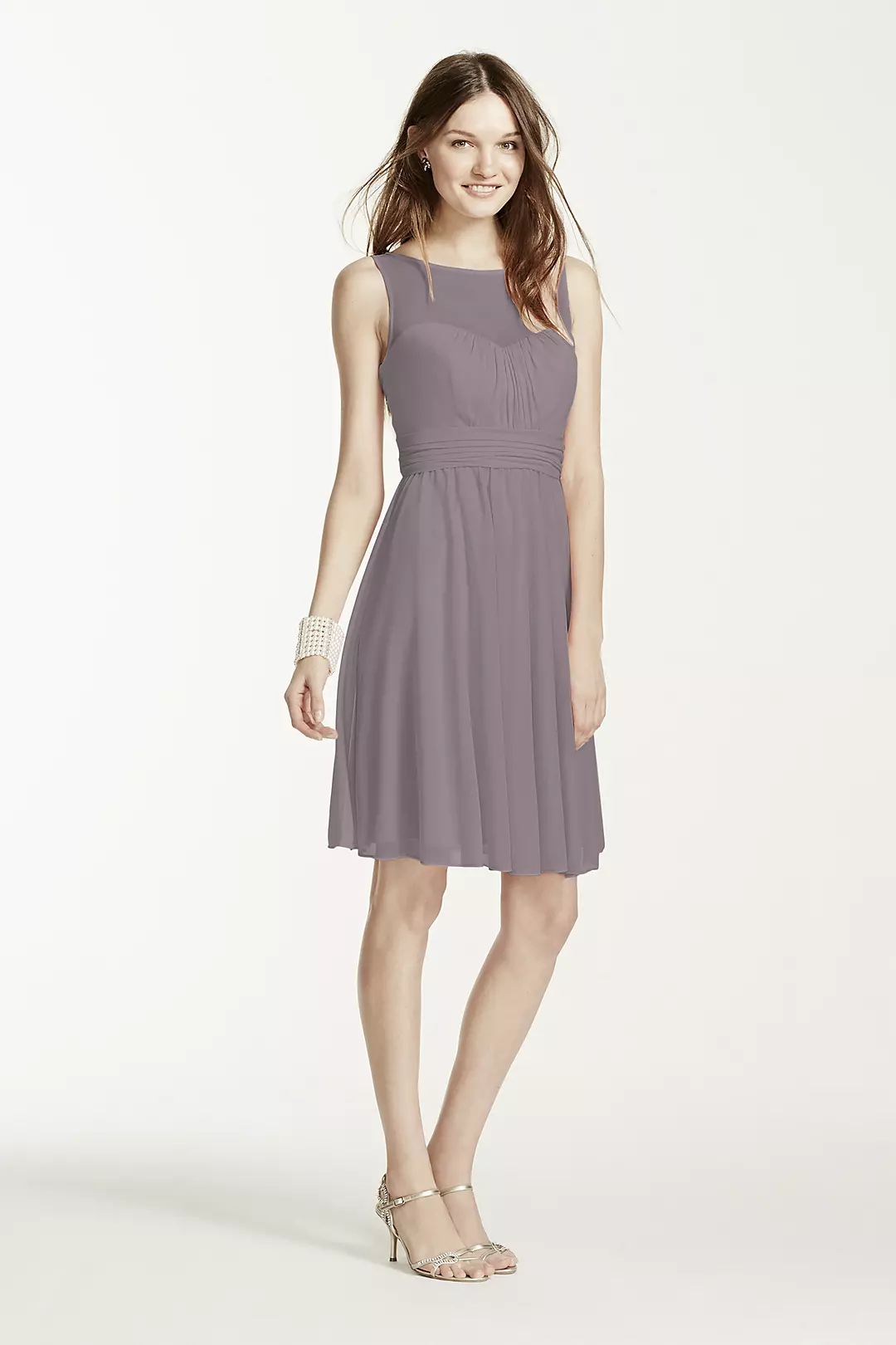Short Mesh Dress with Sweetheart Illusion Neckline - Image 28
