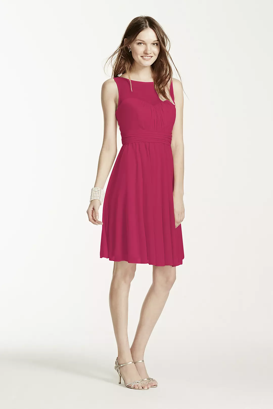 Short Mesh Dress with Sweetheart Illusion Neckline - Image 29