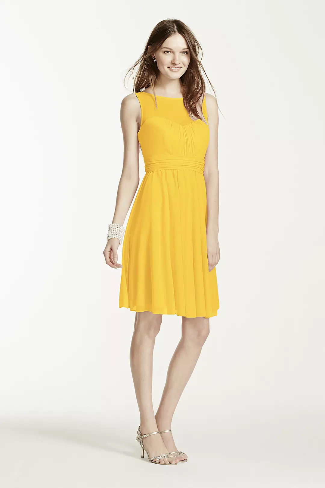 Short Mesh Dress with Sweetheart Illusion Neckline - Image 31