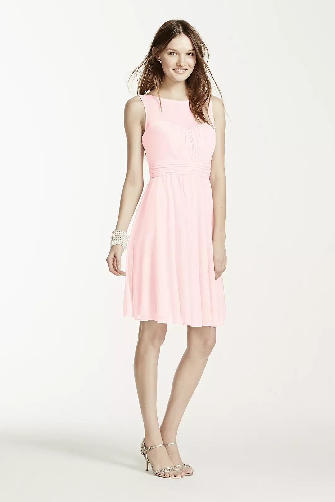 Short Mesh Dress with Sweetheart Illusion Neckline - Image 32
