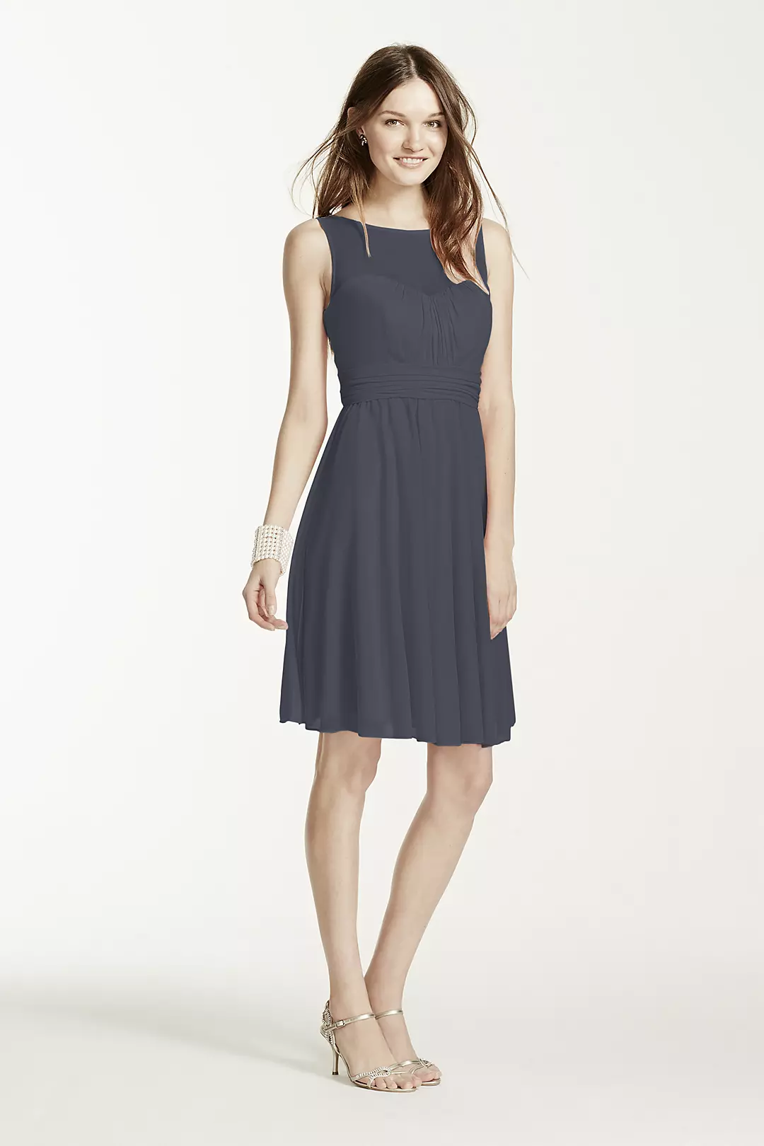 Short Mesh Dress with Sweetheart Illusion Neckline - Image 33