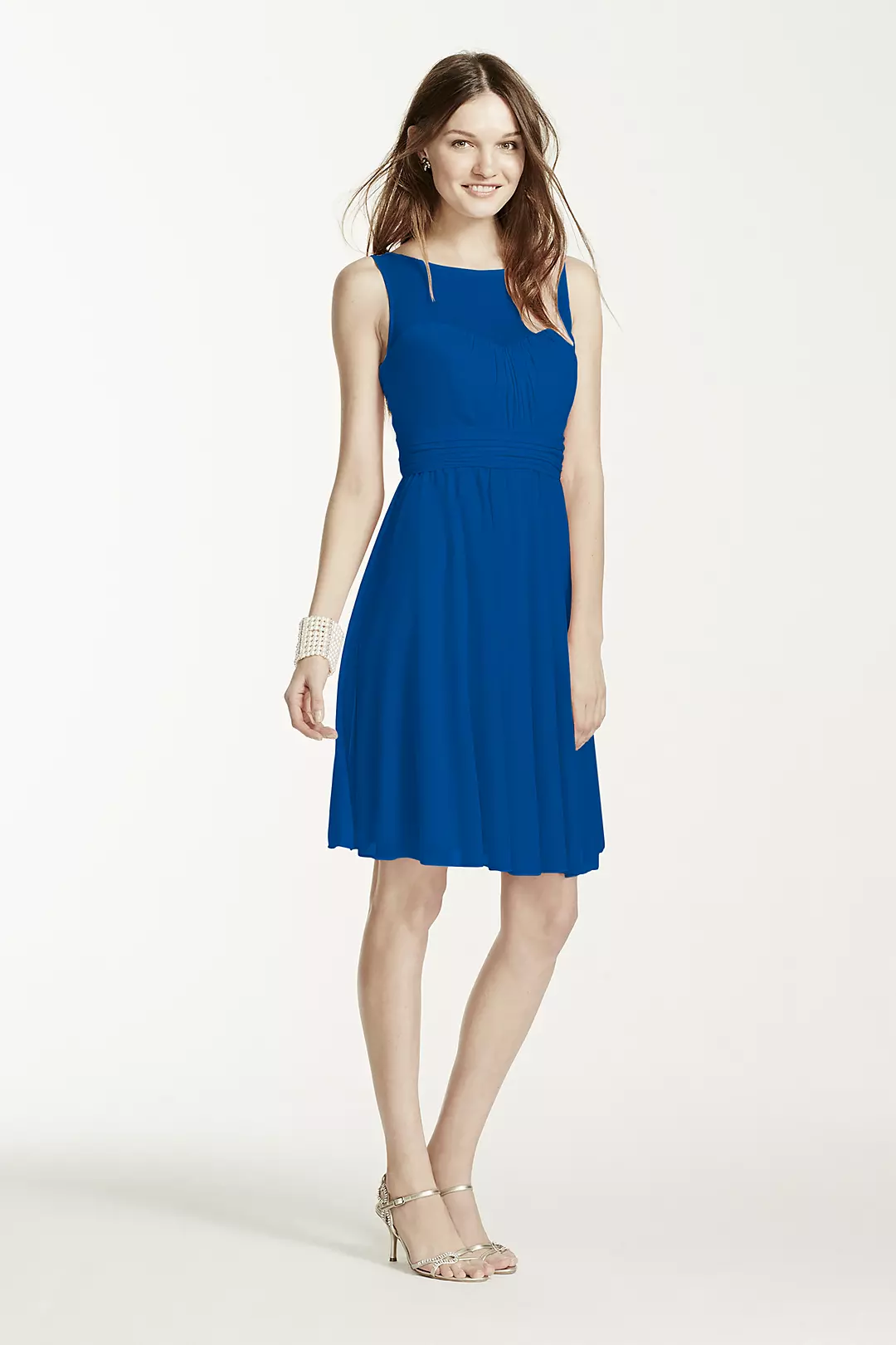 Short Mesh Dress with Sweetheart Illusion Neckline - Image 35