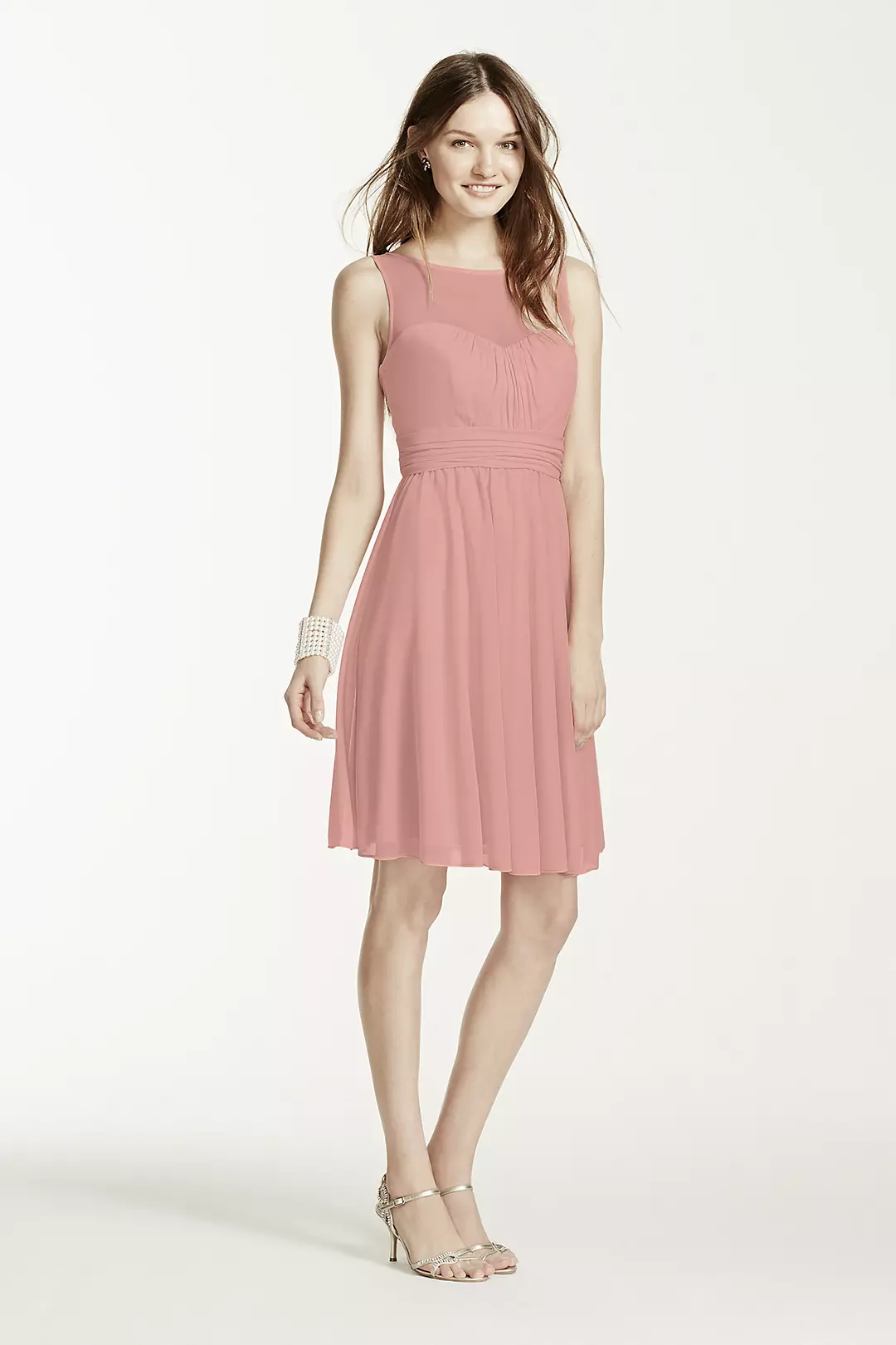 Short Mesh Dress with Sweetheart Illusion Neckline - Image 38