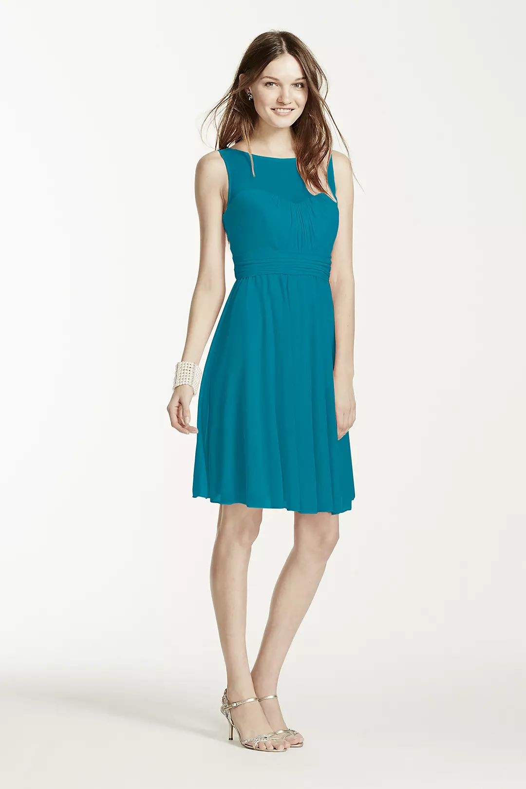 Short Mesh Dress with Sweetheart Illusion Neckline - Image 39