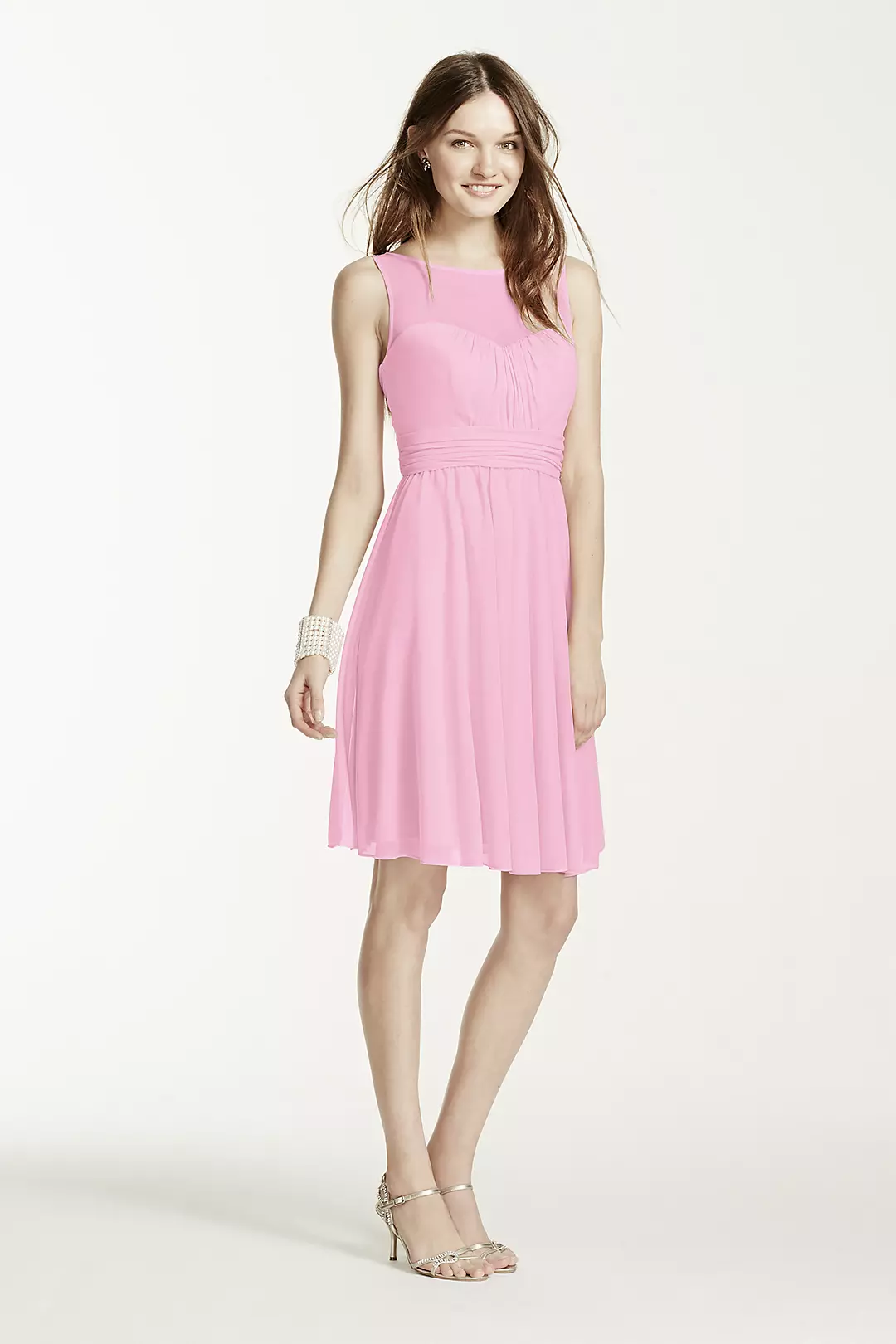Short Mesh Dress with Sweetheart Illusion Neckline - Image 4
