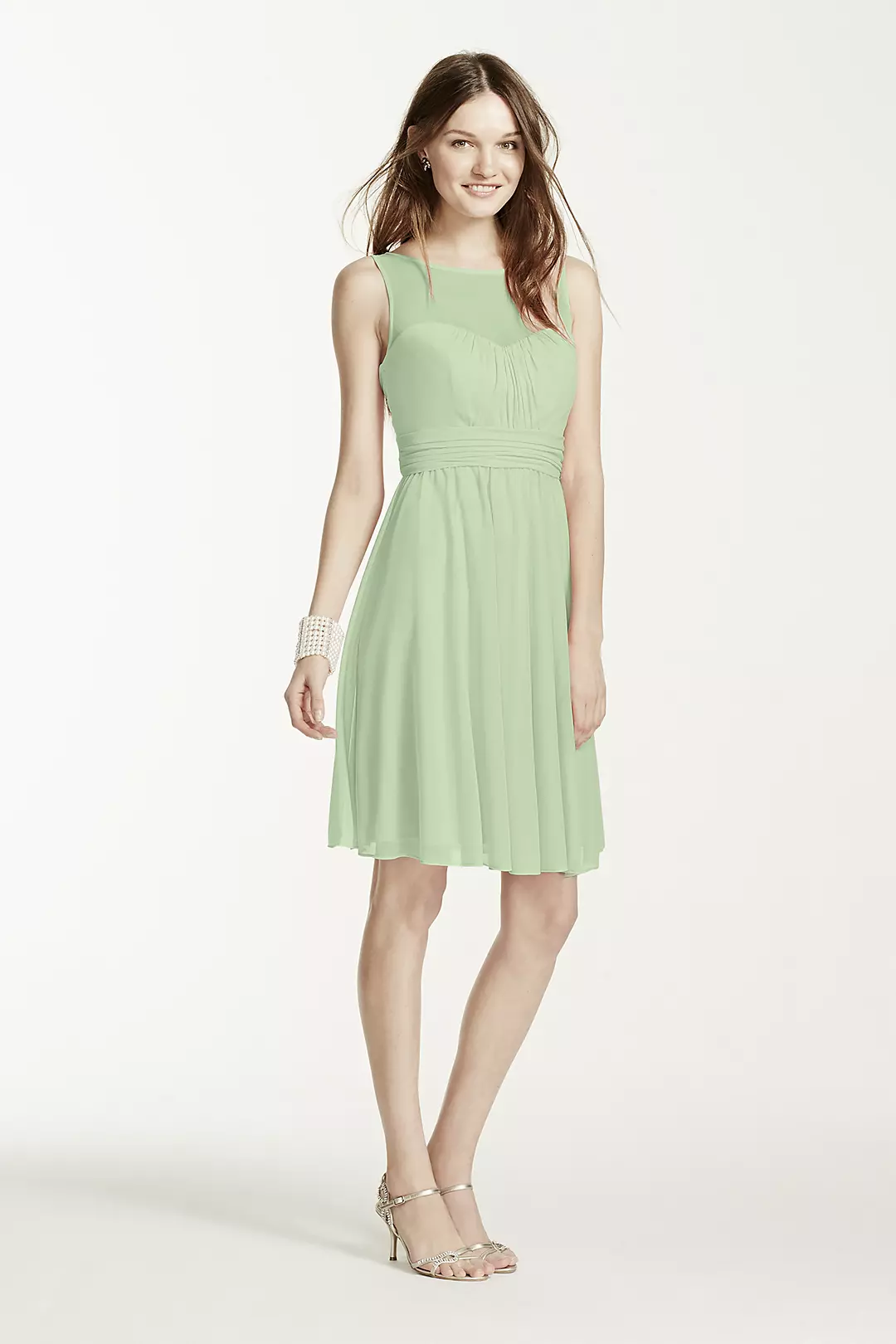 Short Mesh Dress with Sweetheart Illusion Neckline - Image 40