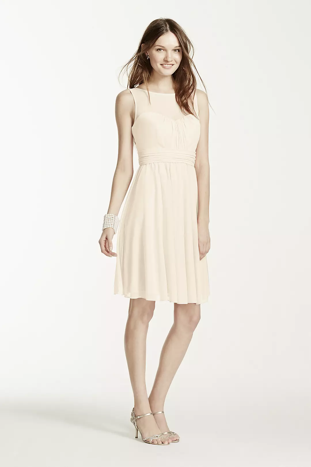 Short Mesh Dress with Sweetheart Illusion Neckline - Image 41