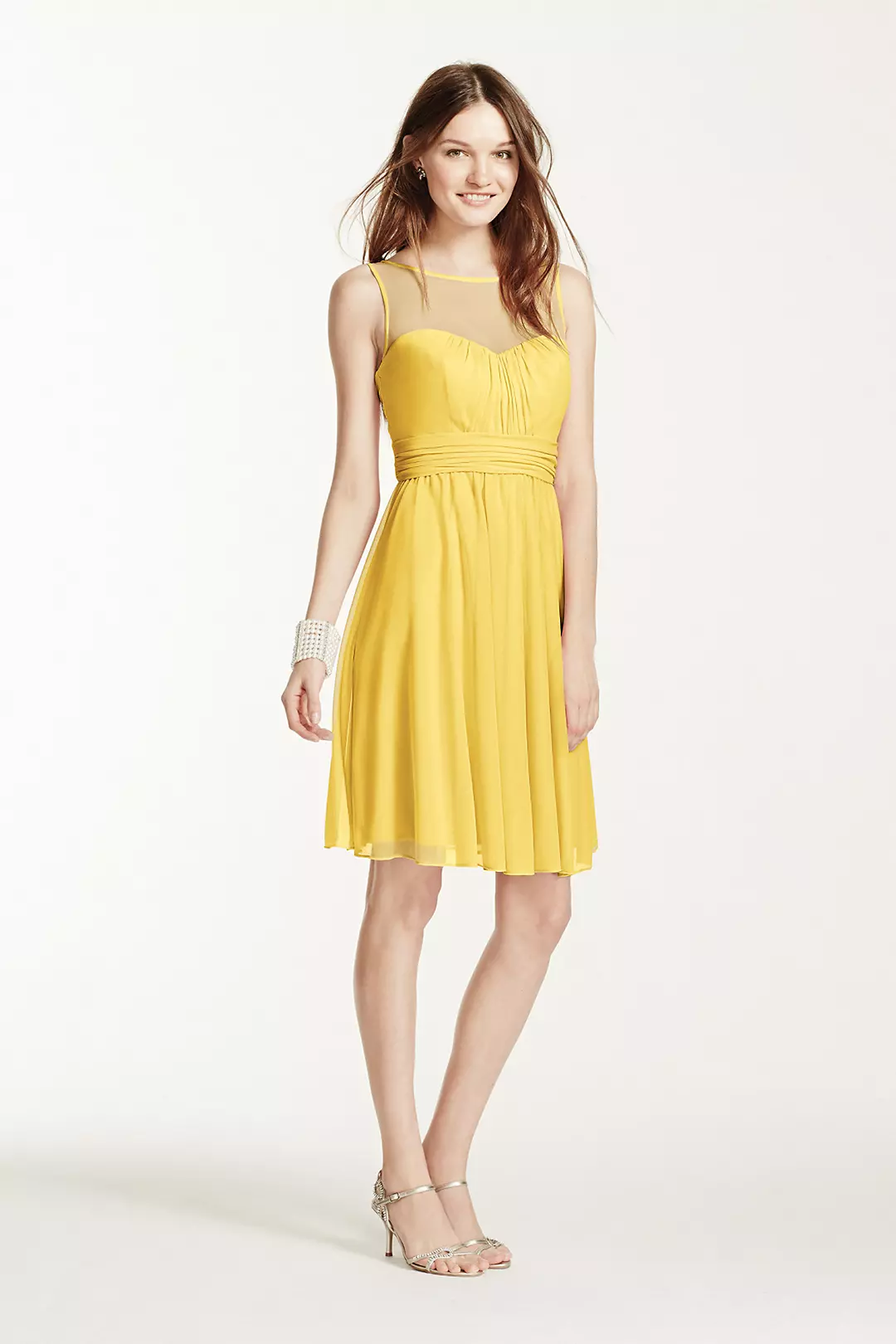 Short Mesh Dress with Sweetheart Illusion Neckline - Image 44